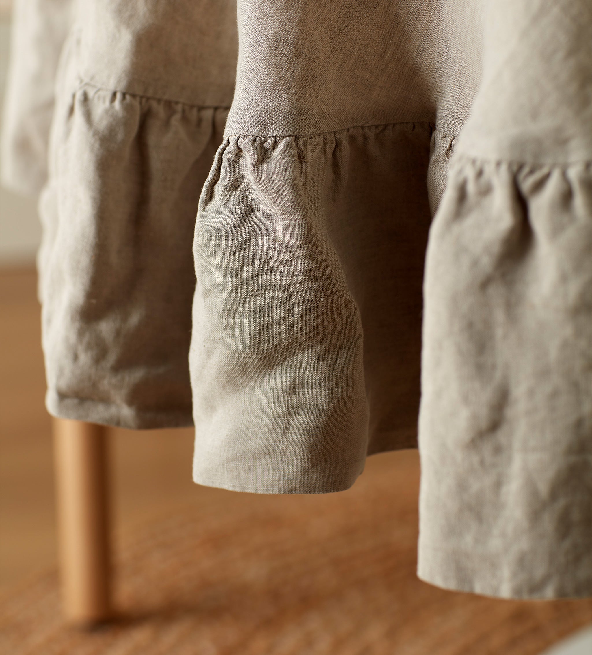 Natural 100% Linen Frill Tablecloth