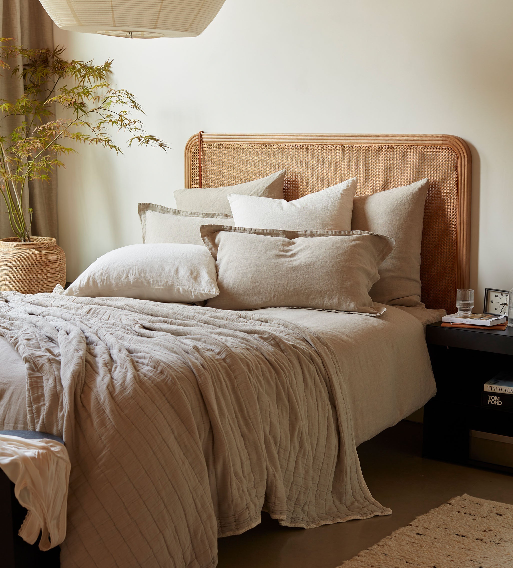 Natural Vivienne 100% Cotton Quilted Throw