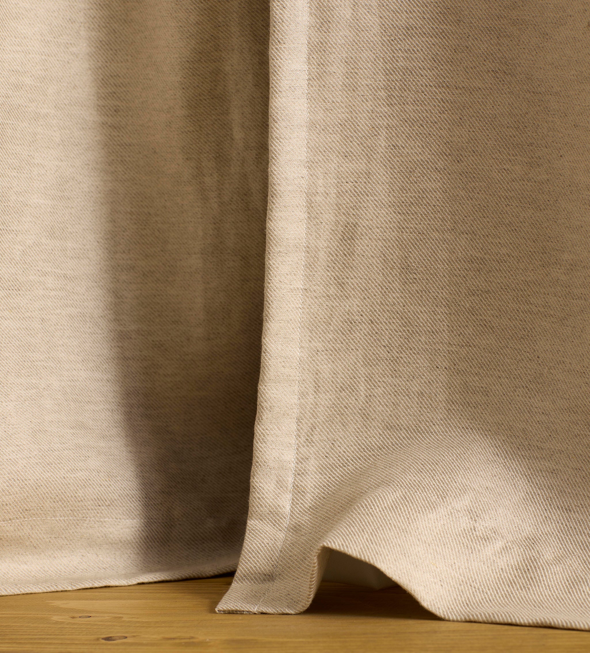 Natural Twill Cotton Linen Blackout Pencil Pleat Curtains (Pair)