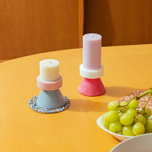Stack Candle Tall - Violet / White / Geranium
