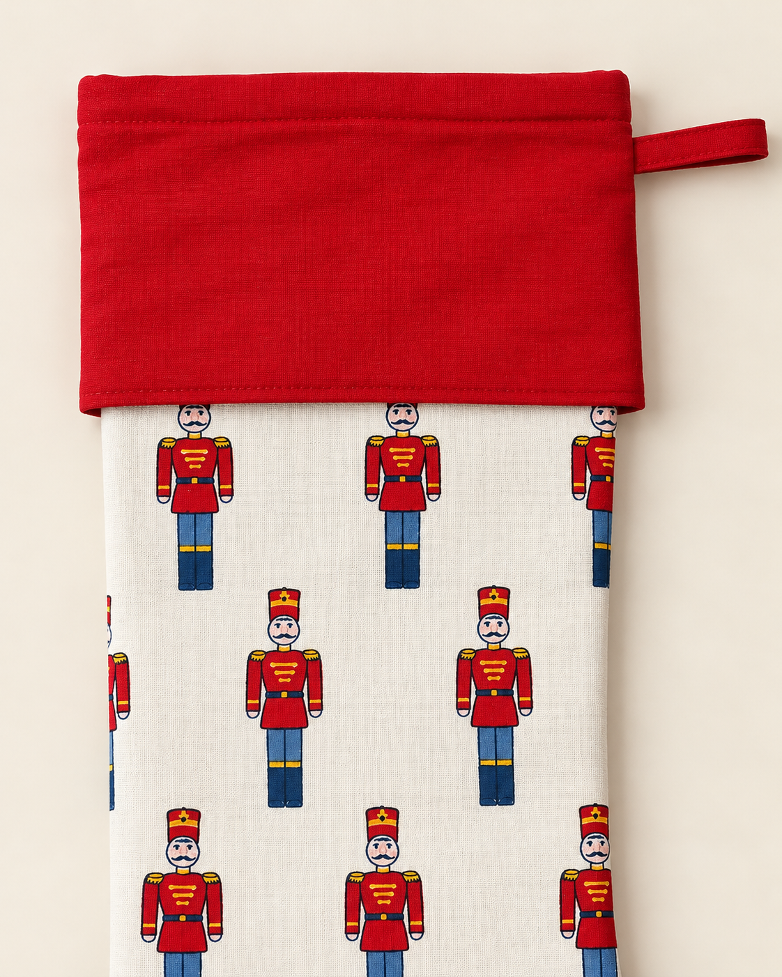 Toy Soldier Christmas Stocking in Red