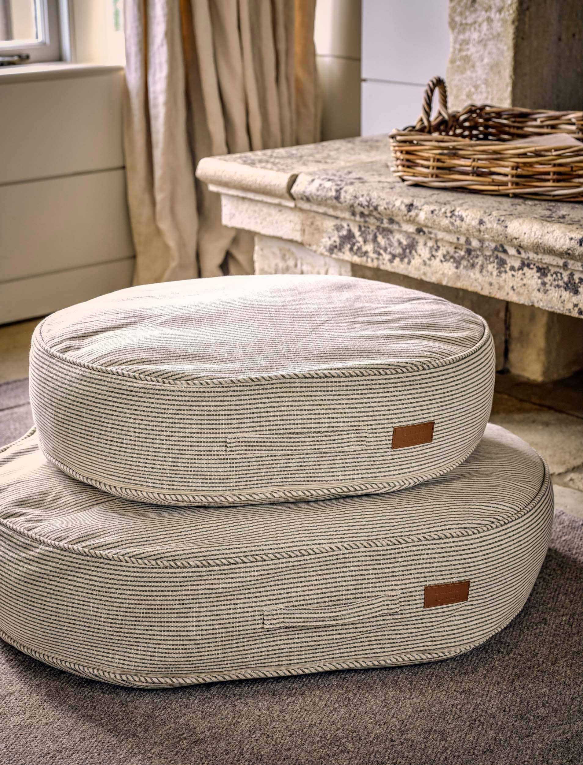 Oaklands Stripe Pet Cushion Oval Large Fern