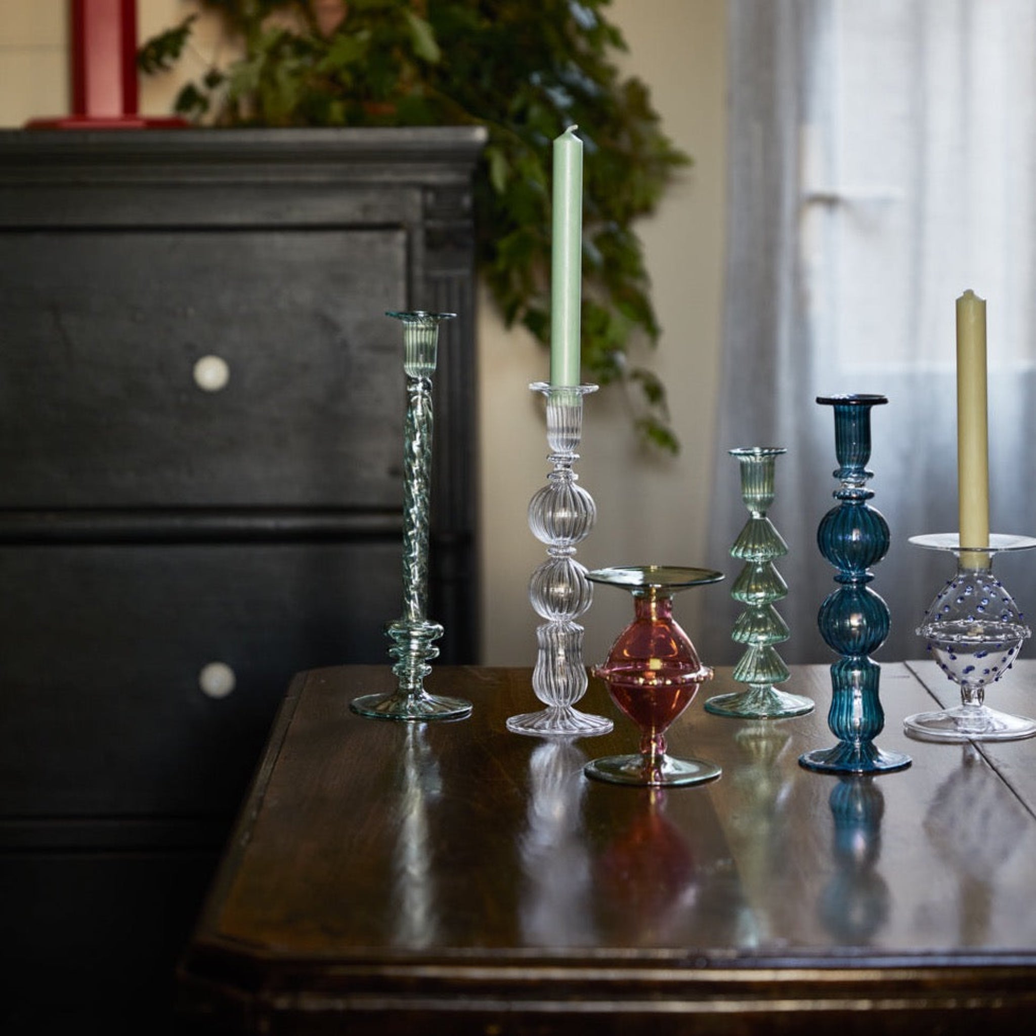 Ombo Glass Candlestick - Clear