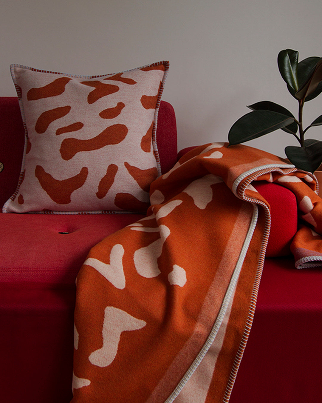 Recycled Wool Scatter Cushion | Orange & Pink