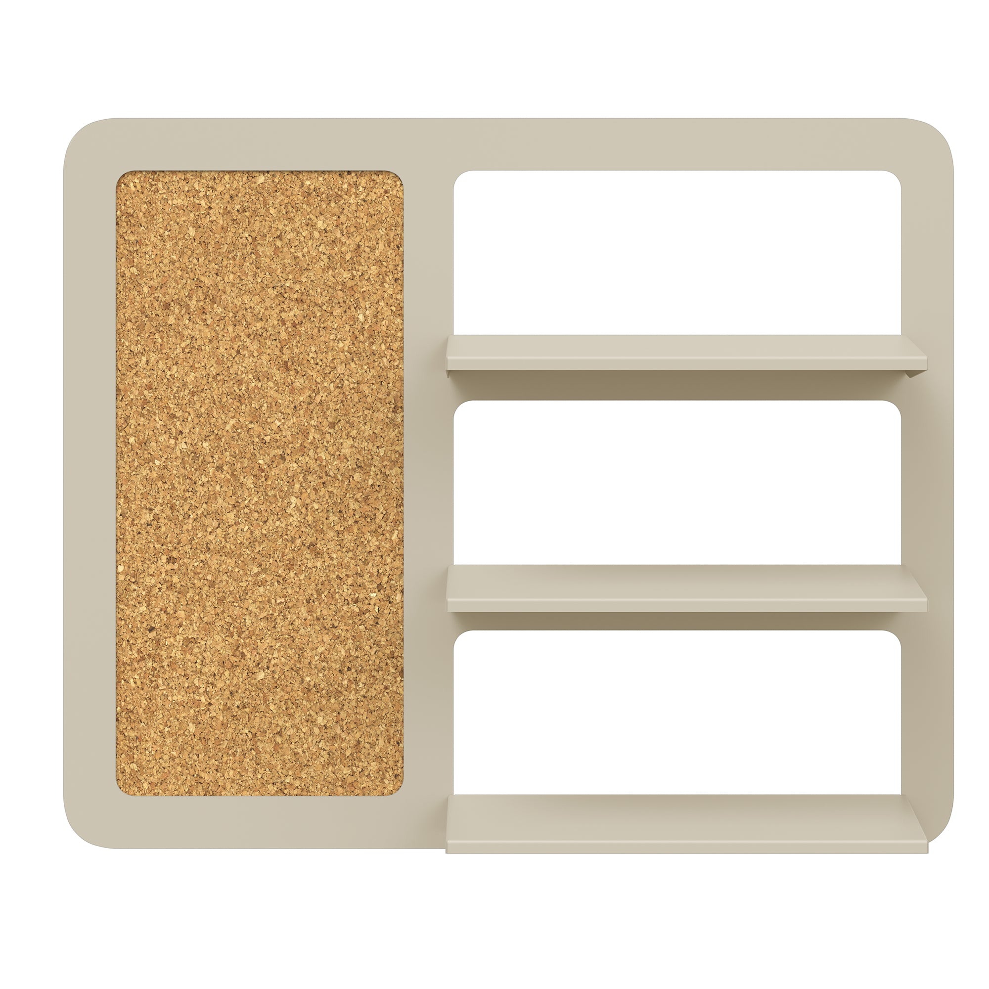 Place triple shelf with pinboard