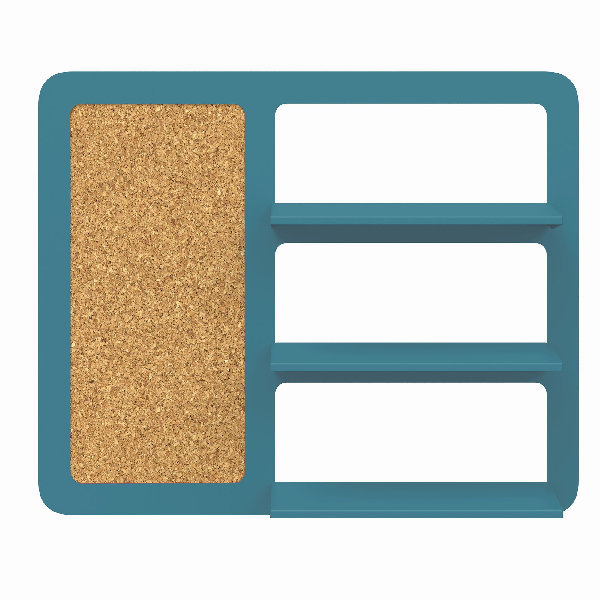 Place triple shelf with pinboard