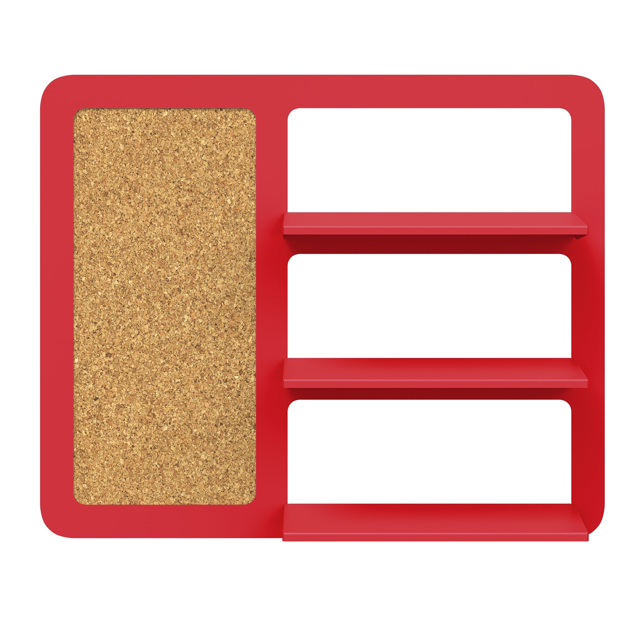 Place triple shelf with pinboard