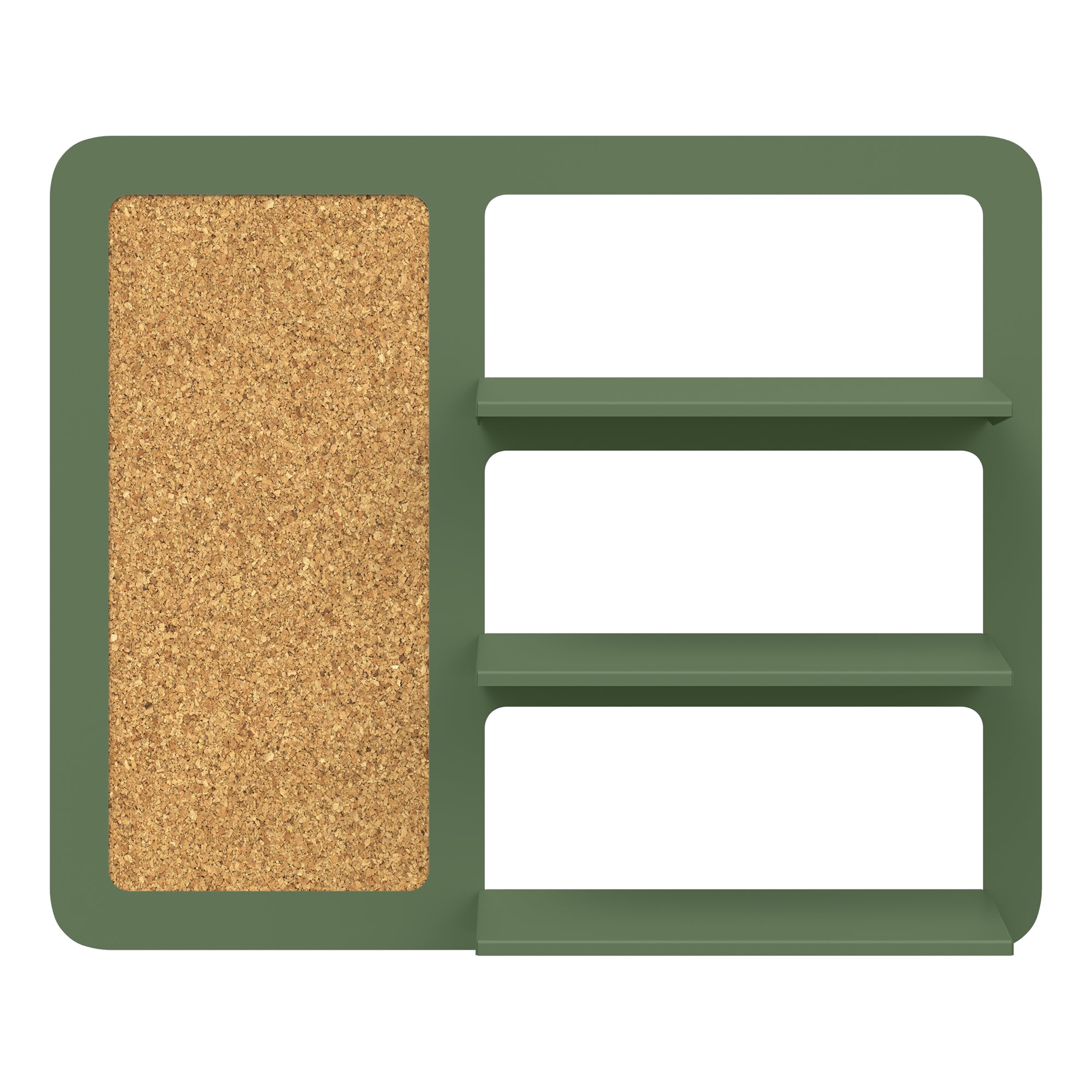 Place triple shelf with pinboard