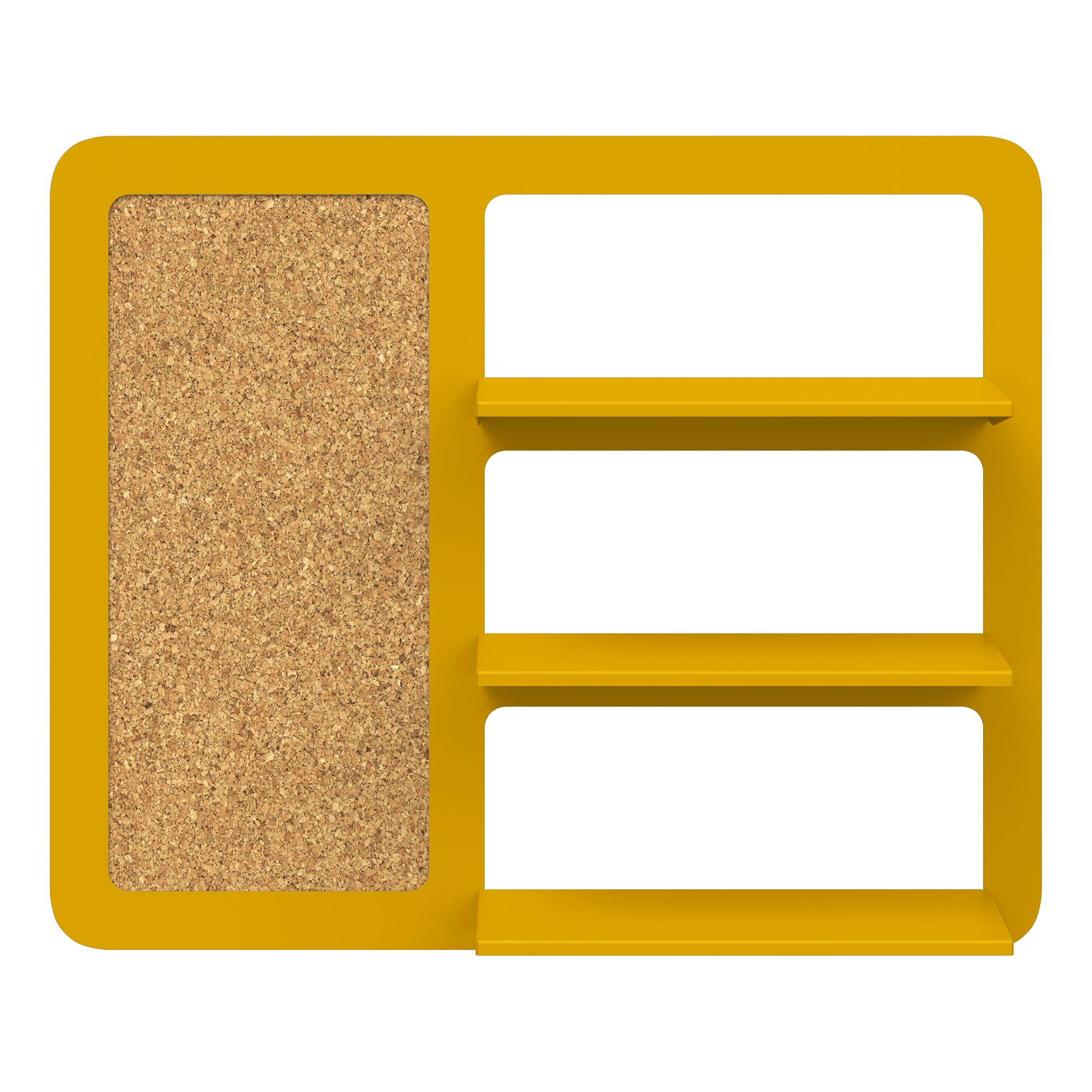 Place triple shelf with pinboard