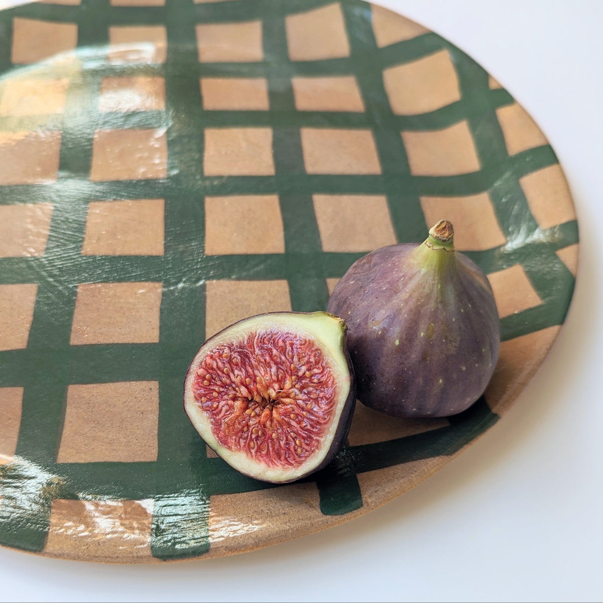 Green Gingham Serving Platter