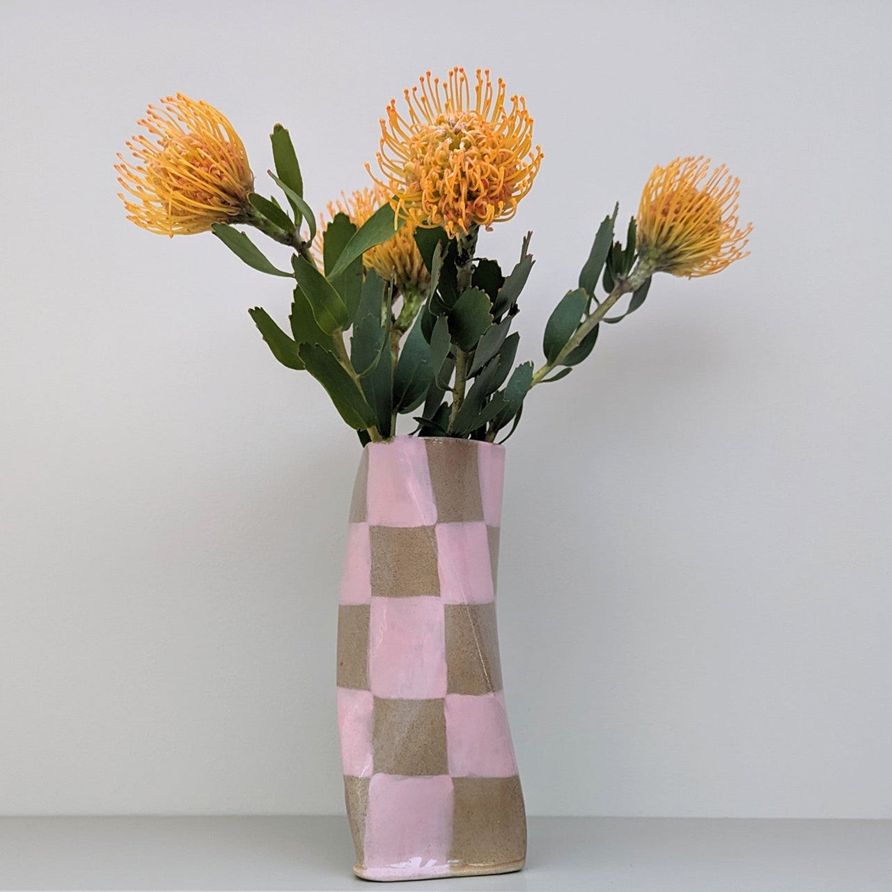 Pink Check Twist Vase