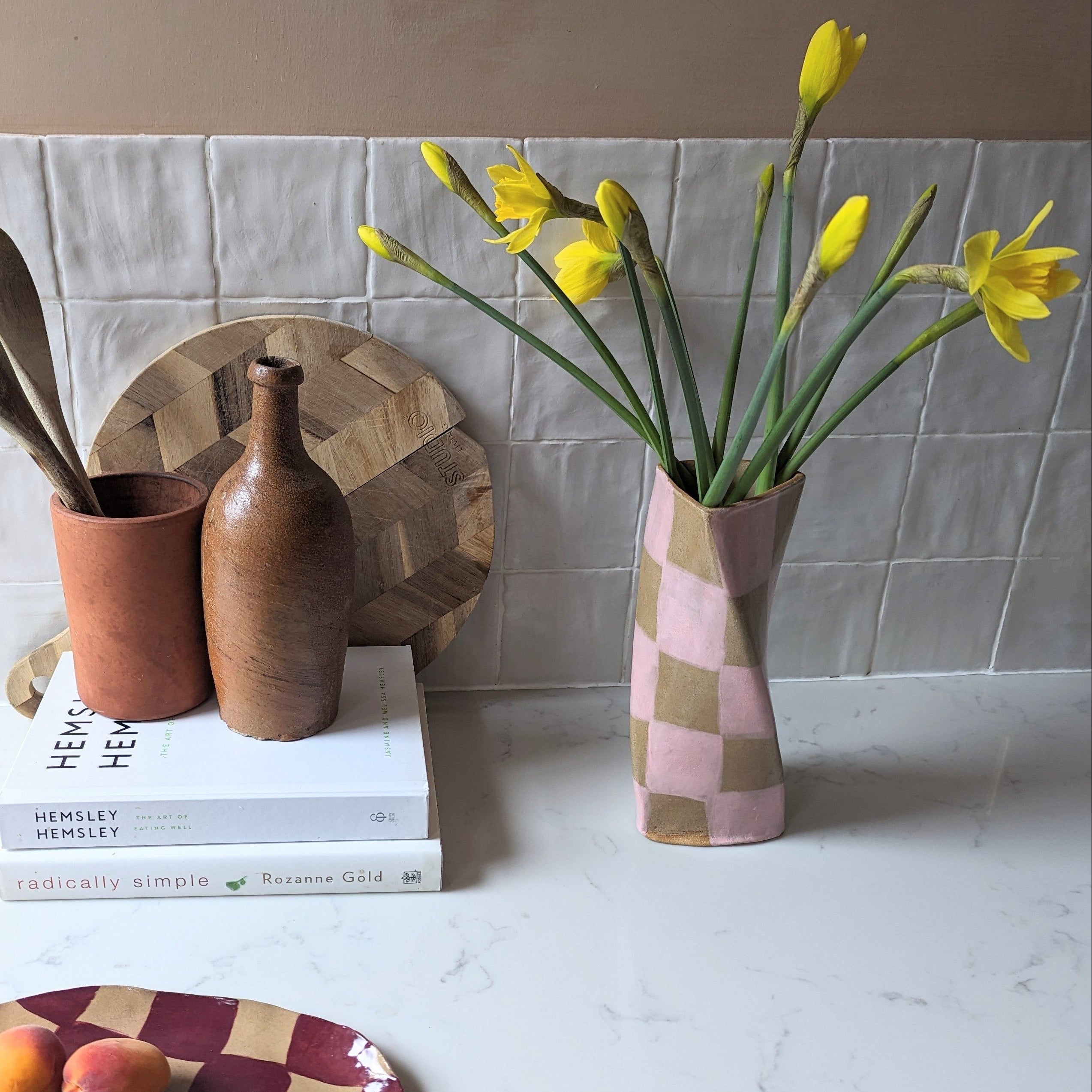 Pink Check Twist Vase