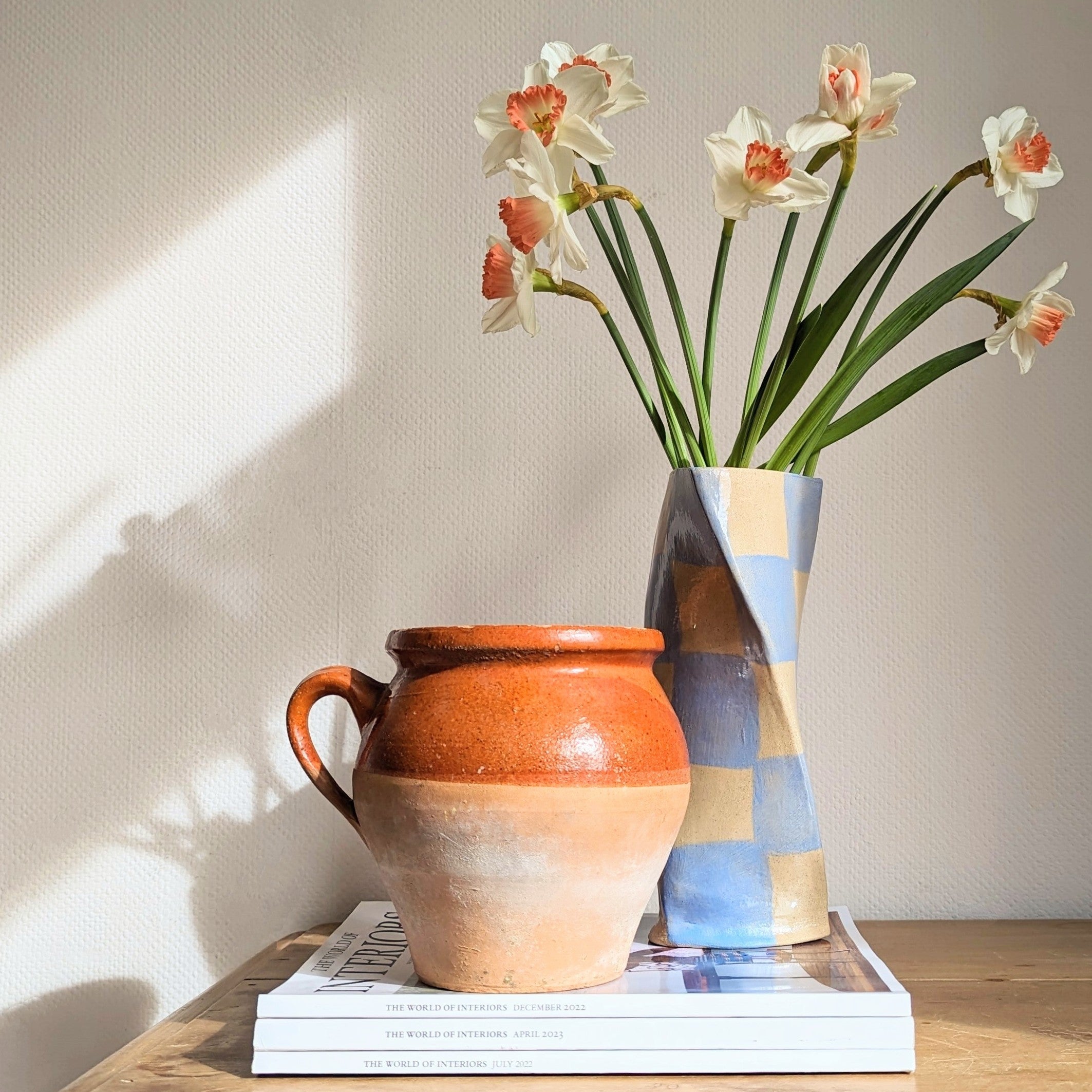 Baby Blue Check Twist Vase