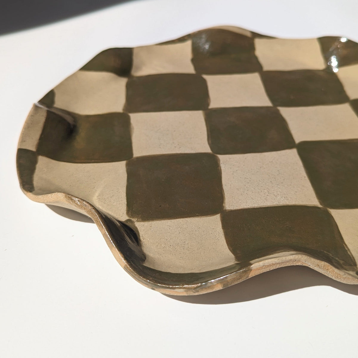 Olive Wavy Check Platter
