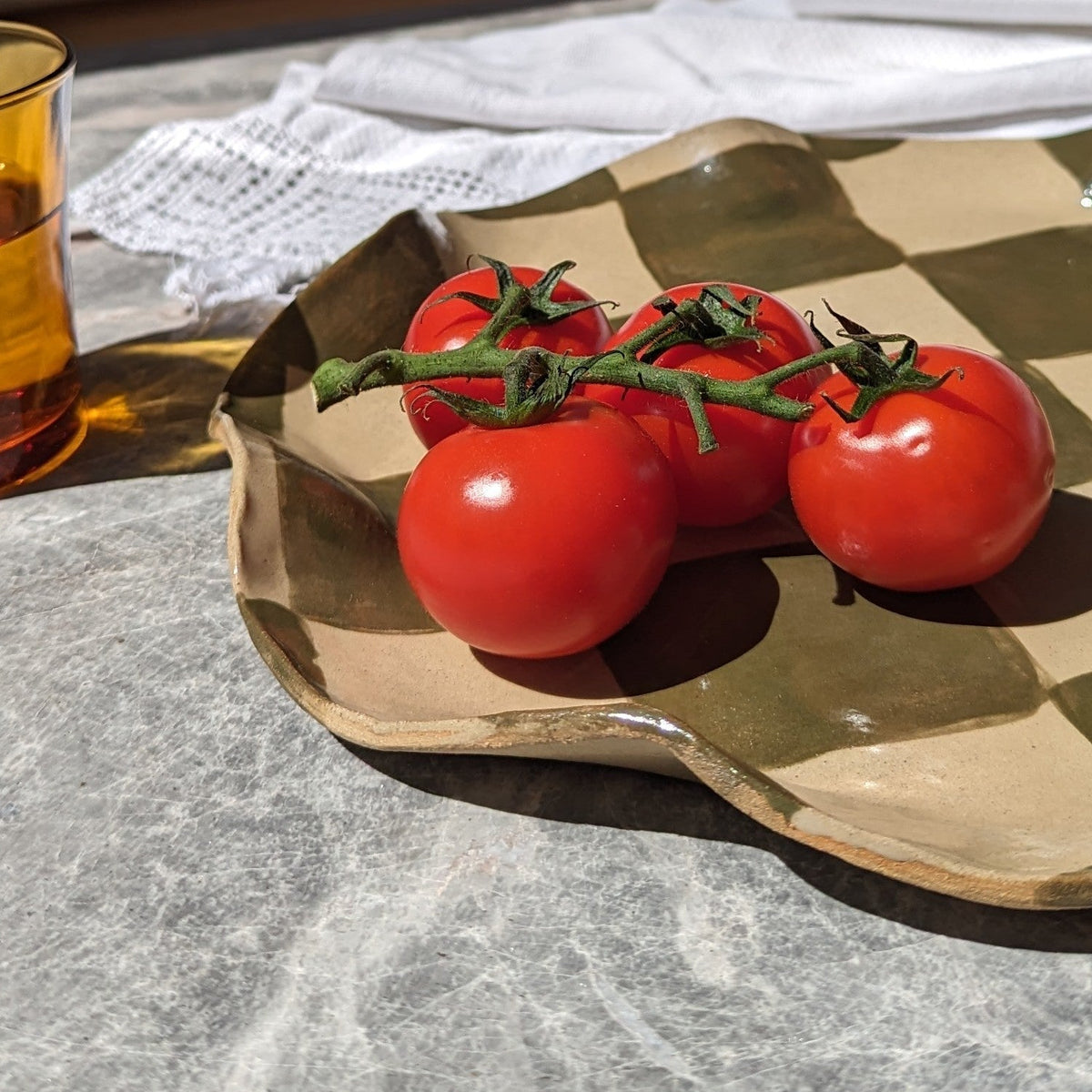 Olive Wavy Check Platter