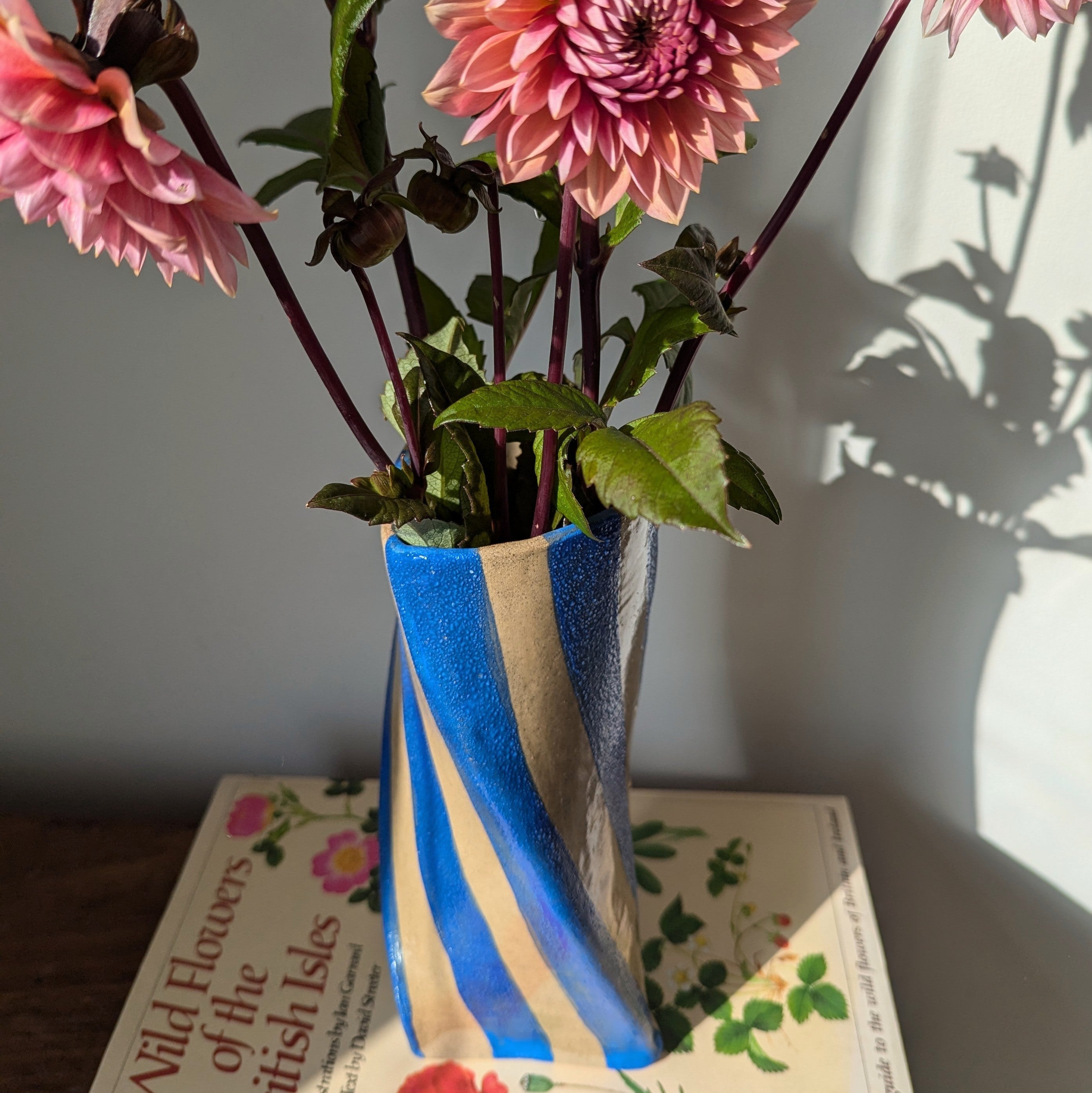 Blue Stripe Twist Vase