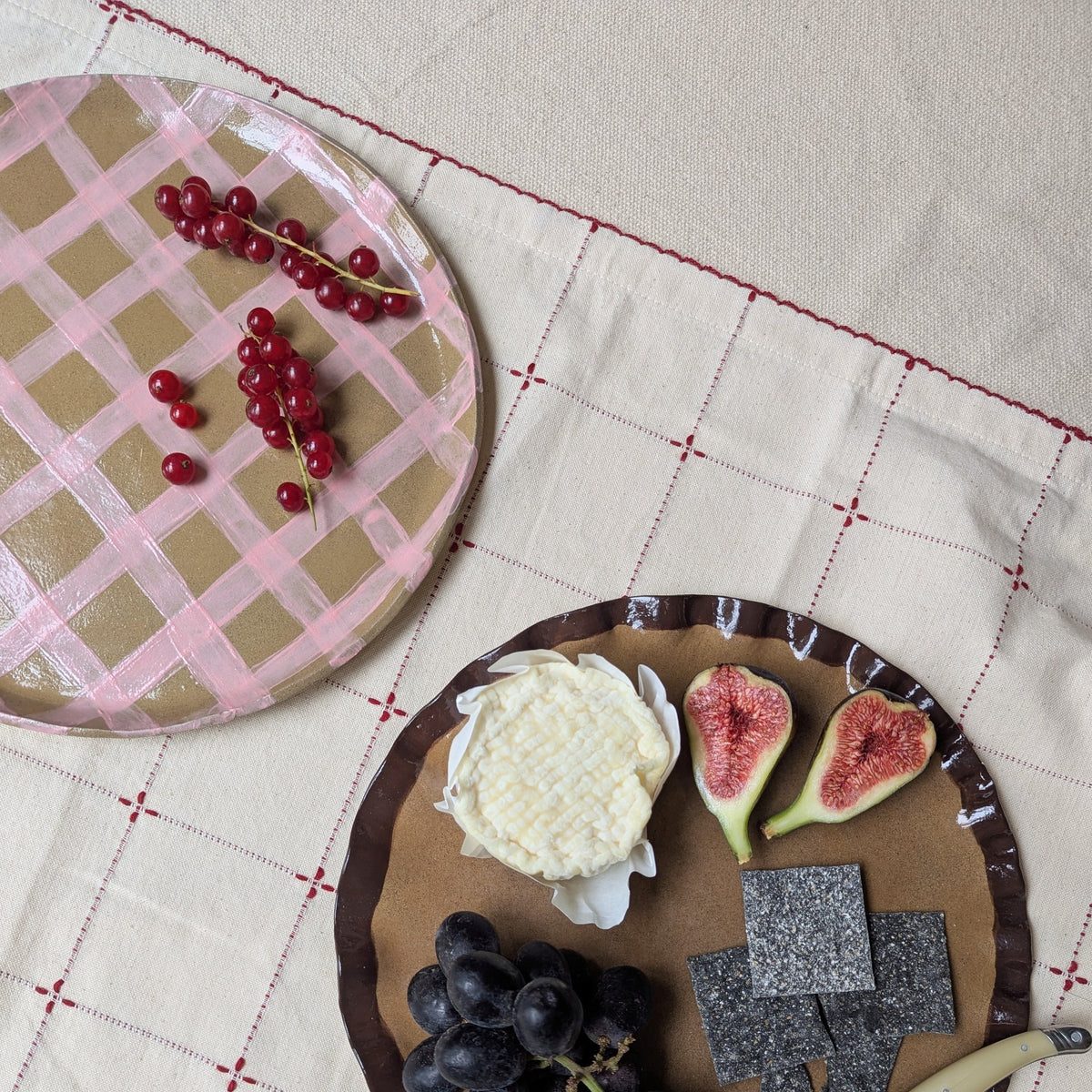Pink Gingham Serving Platter