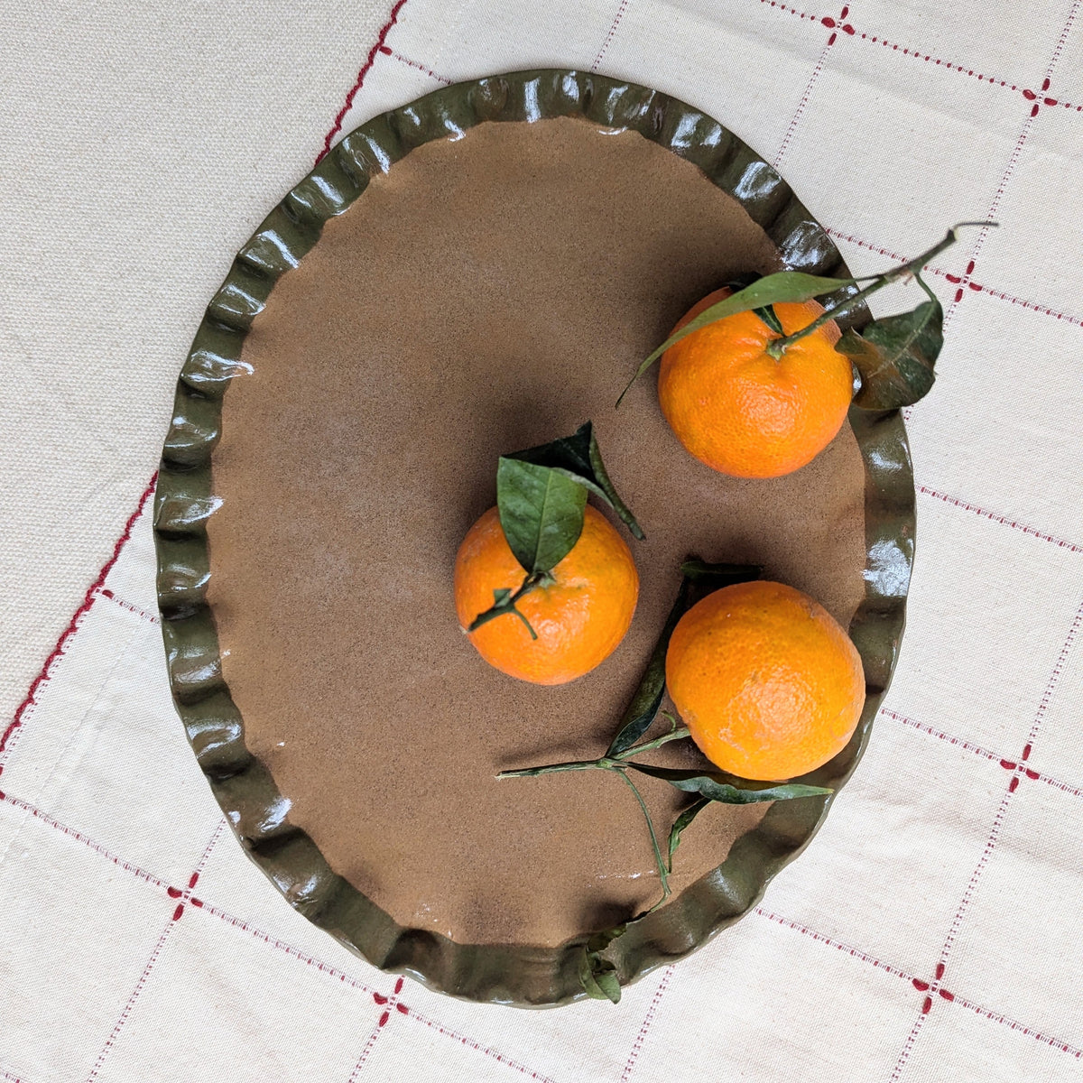 Smokey Olive Edged Frill Platter