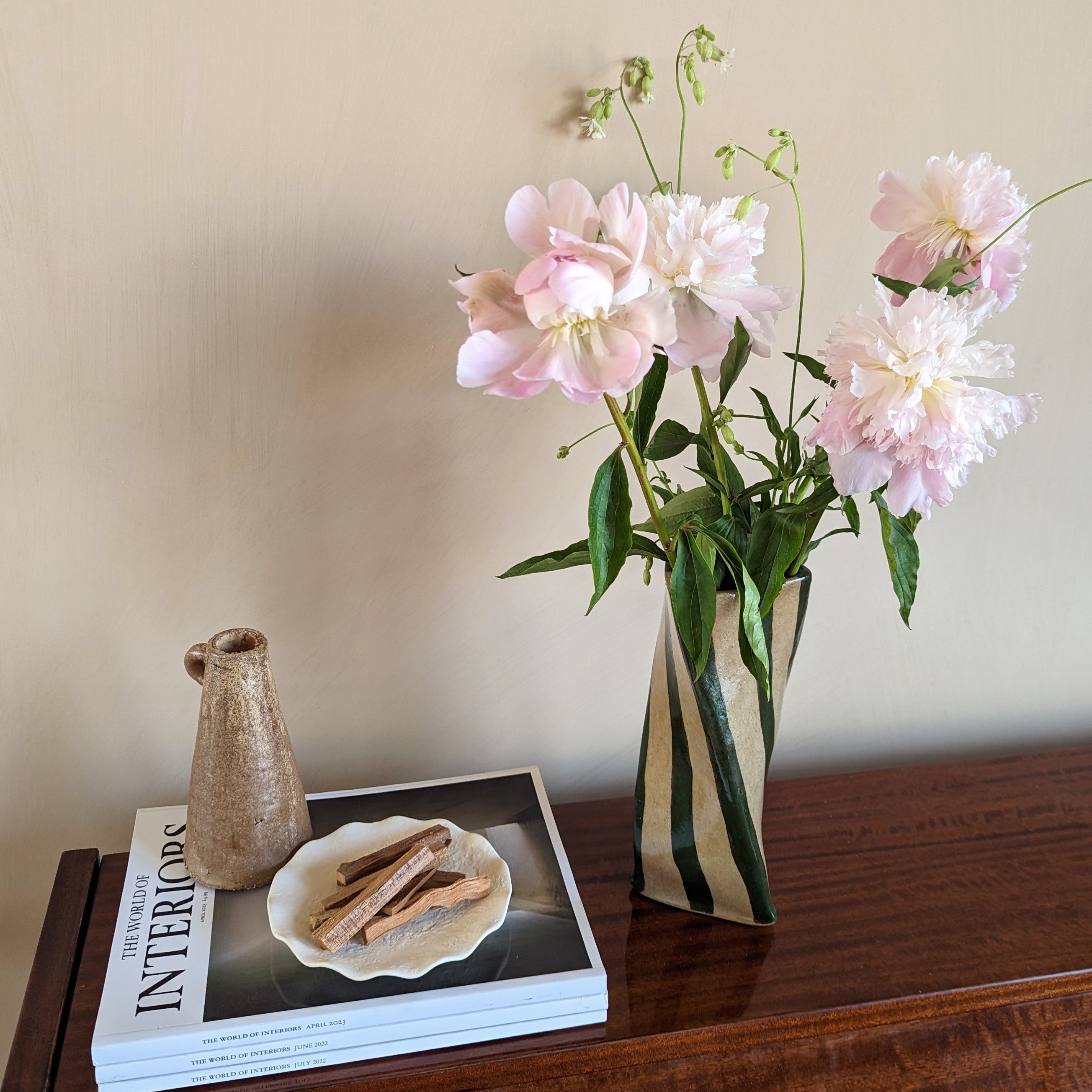 Green Stripe Twist Vase