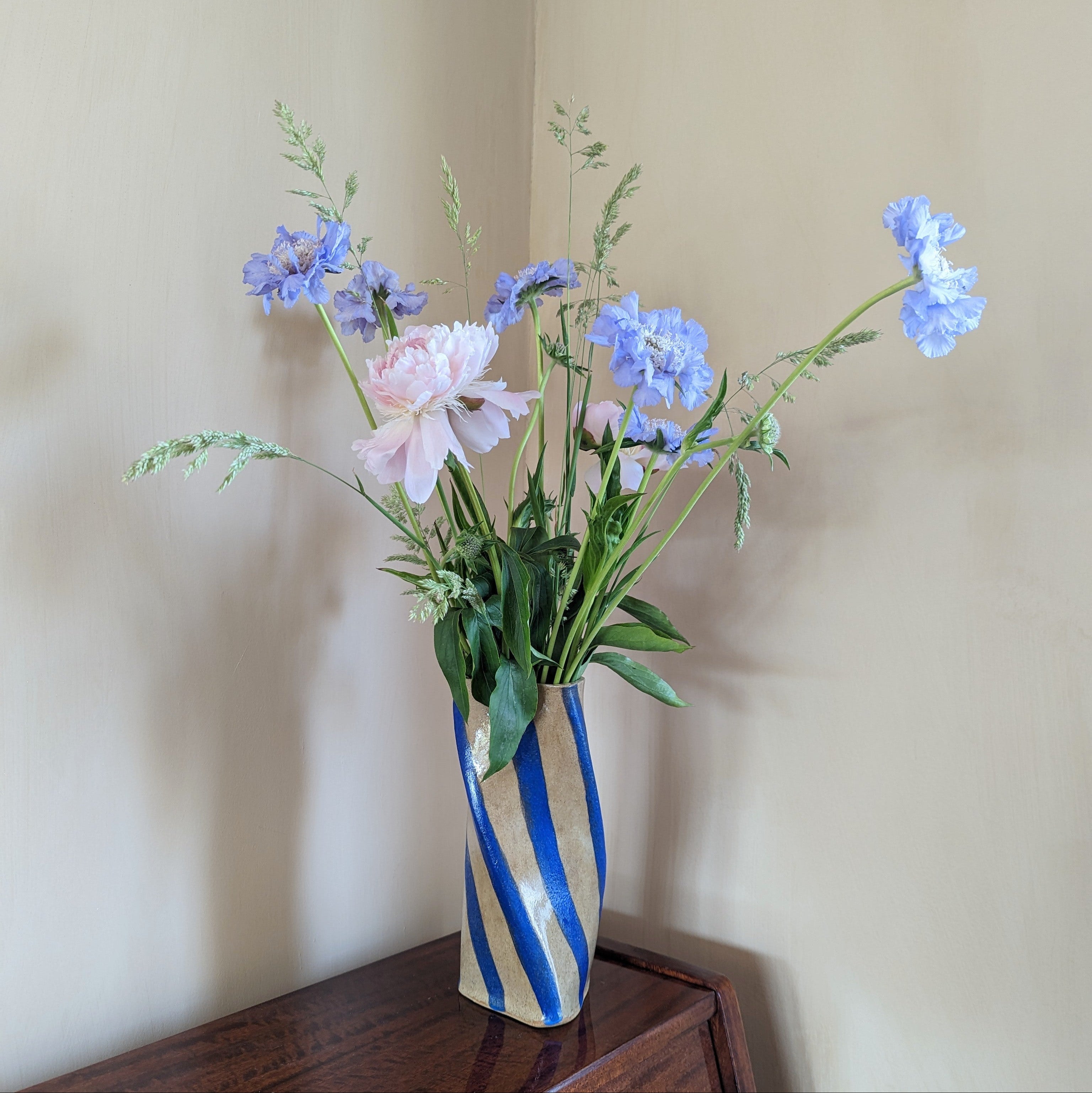 Blue Stripe Twist Vase