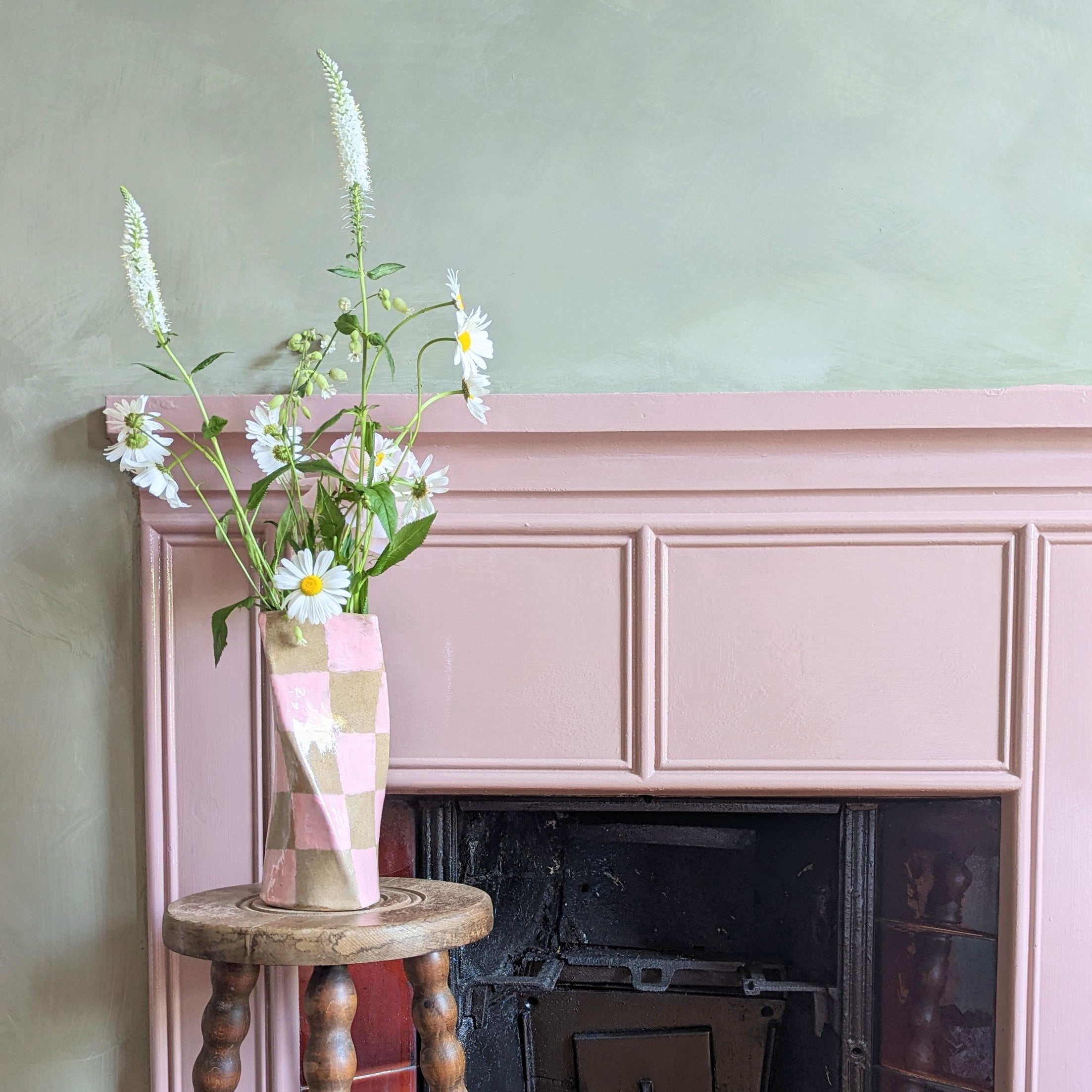 Pink Check Twist Vase