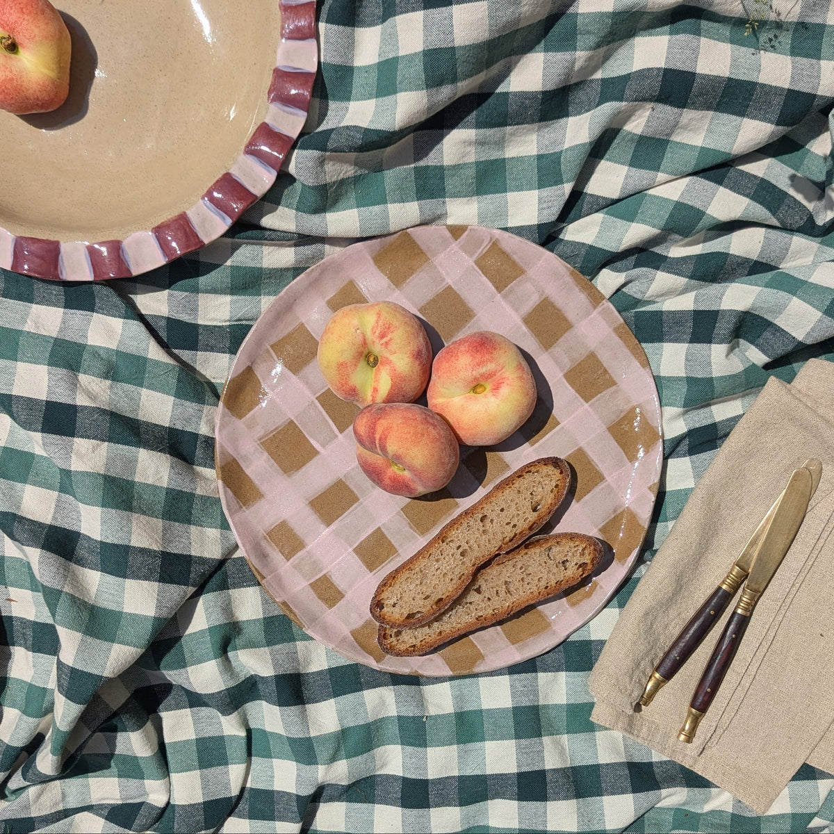 Pink Gingham Serving Platter