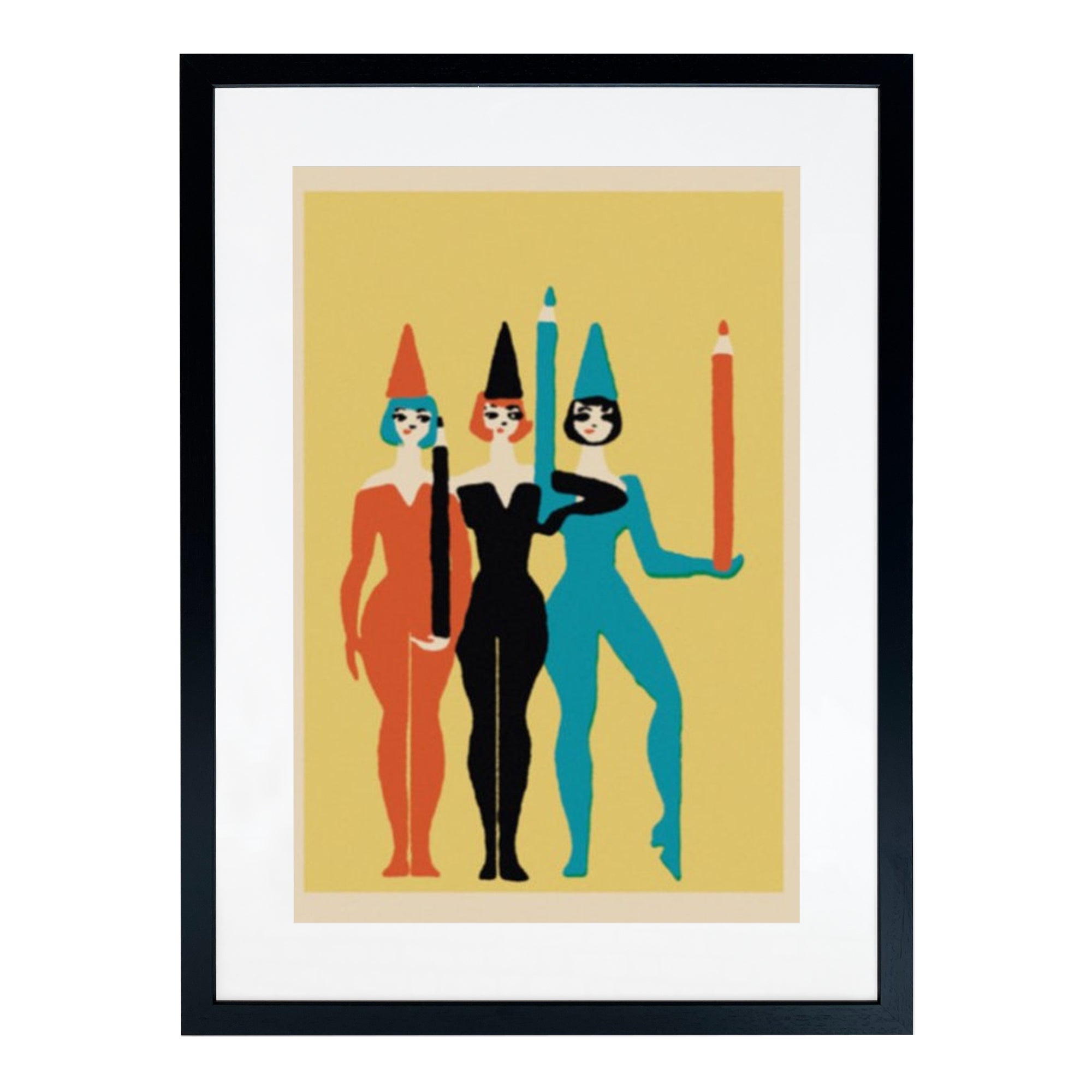 Pencils Framed Matchbox Label Print