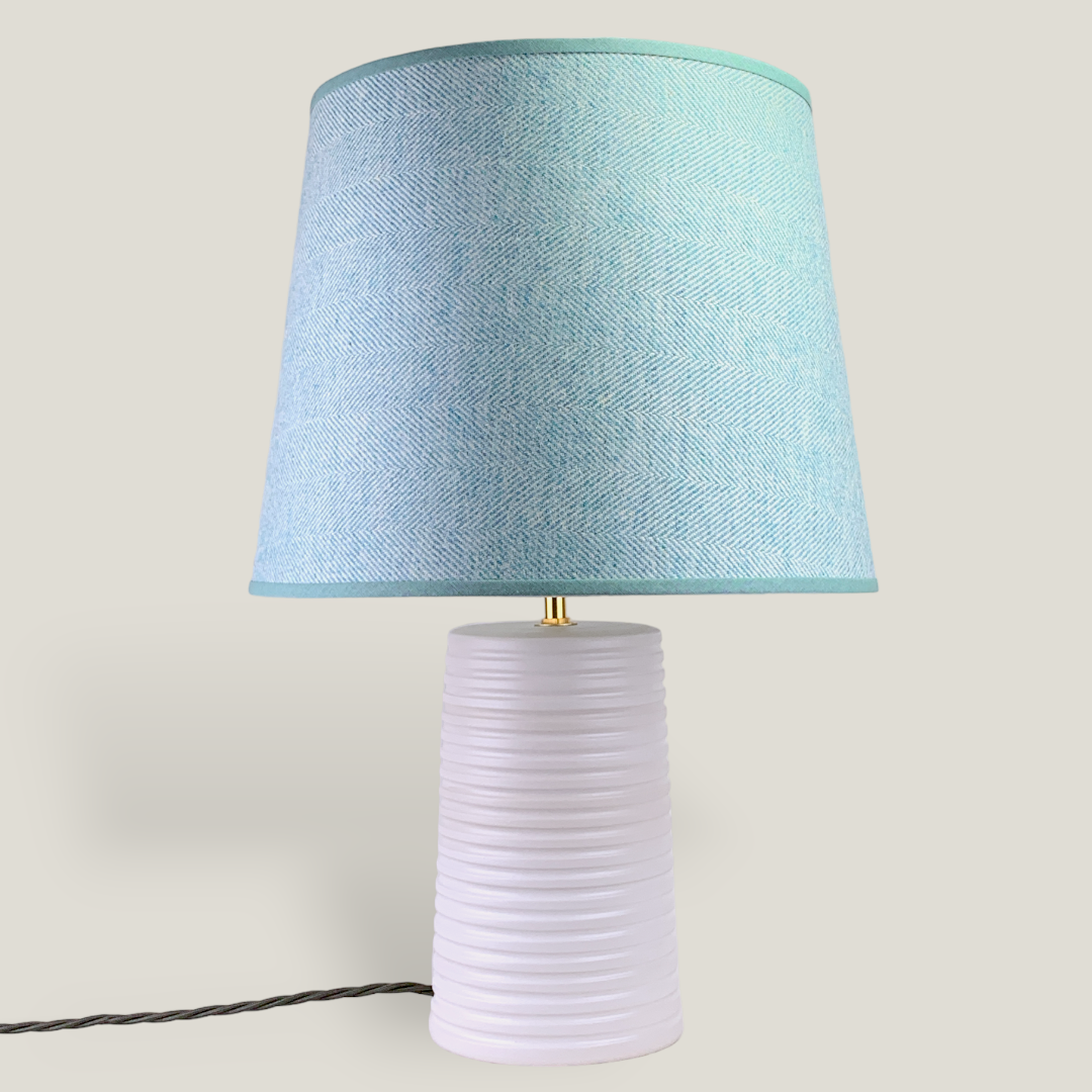 White Ridged Large Tapered Lamp