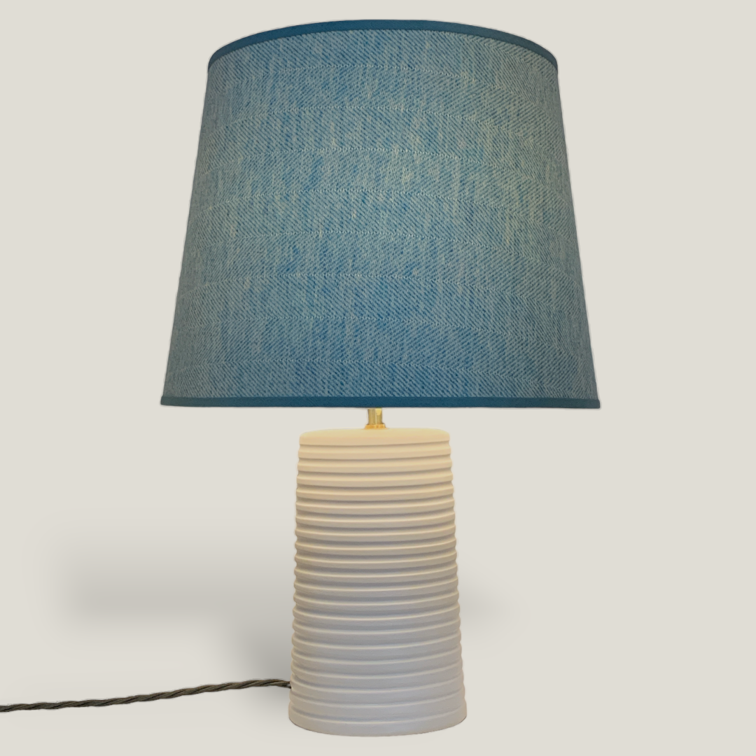 White Ridged Large Tapered Lamp