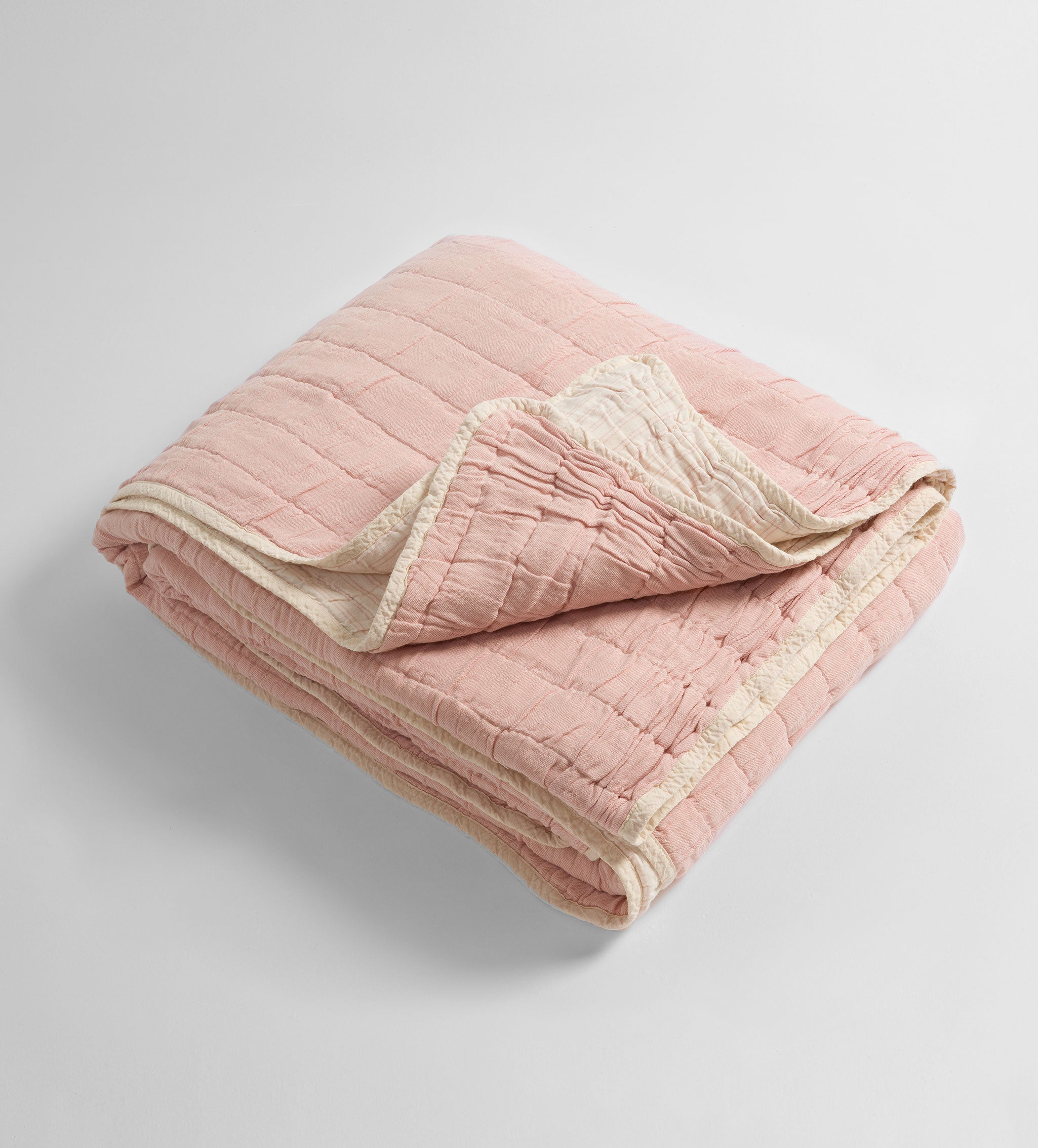 Blush Pink Vivienne 100% Cotton Quilted Throw