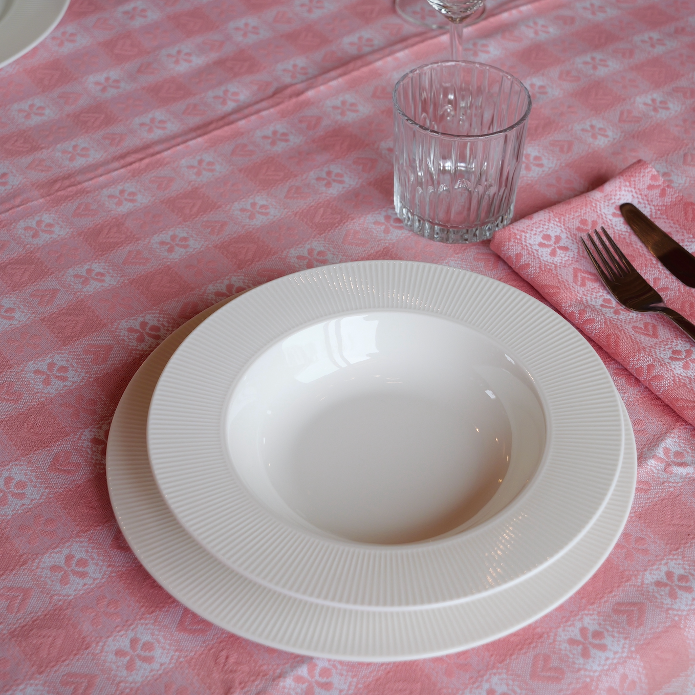 Pink Alpine Chalet Cotton Gingham Tablecloth