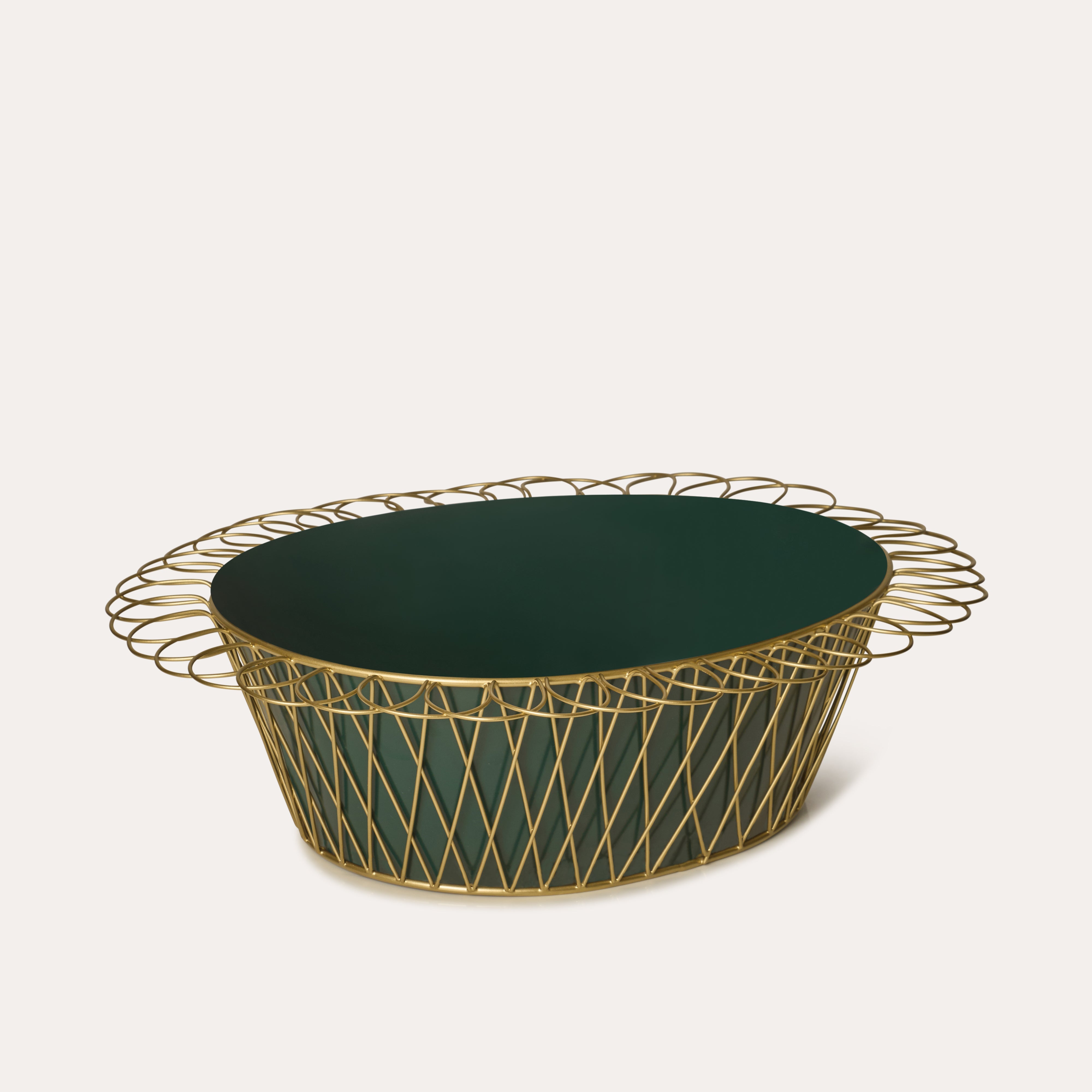 Wire Basket Planter | Forest Green & Gold
