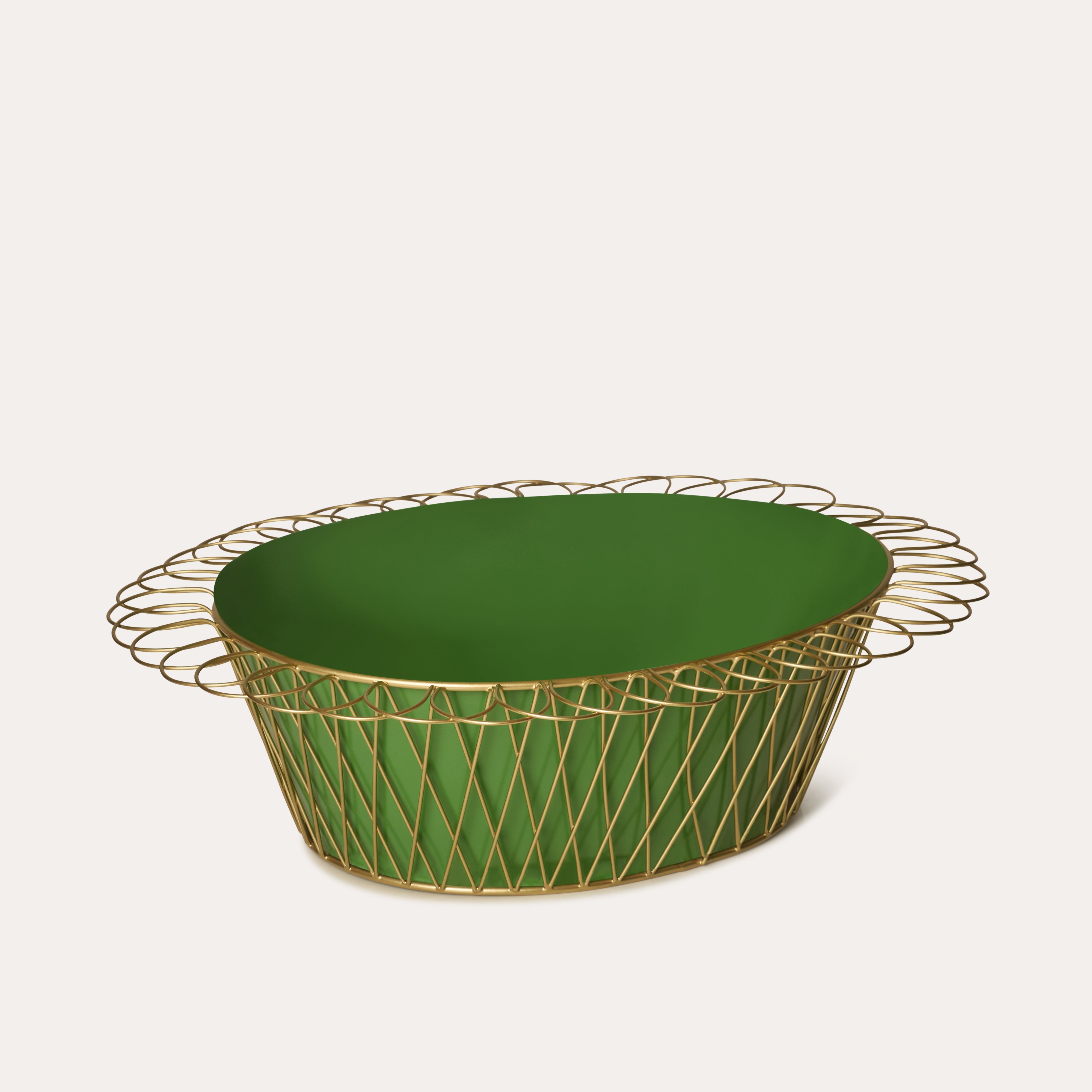 Wire Basket Planter | Apple Green & Gold
