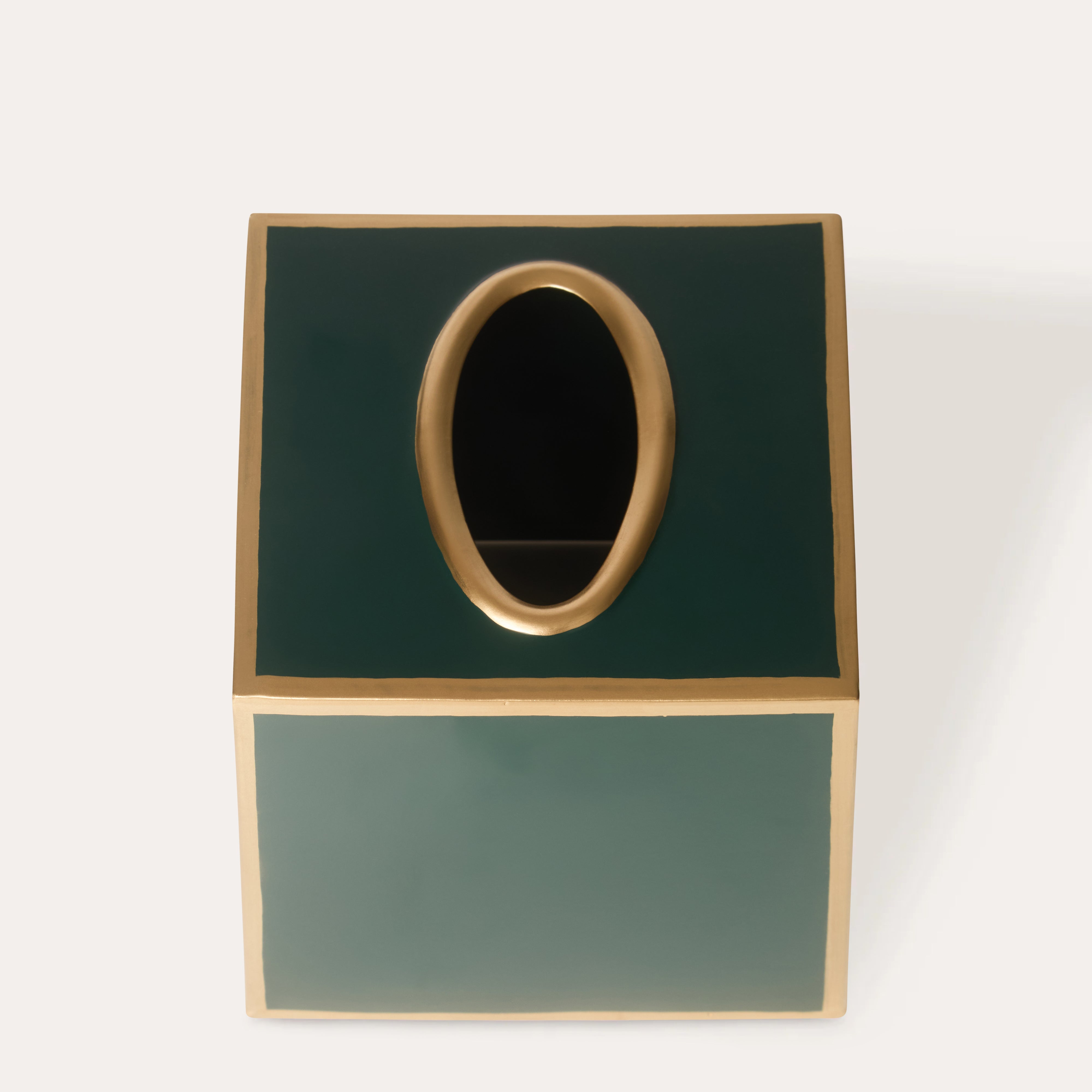 Tissue Box Cover | Forest Green & Gold