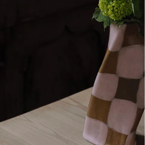 Pink Check Twist Vase