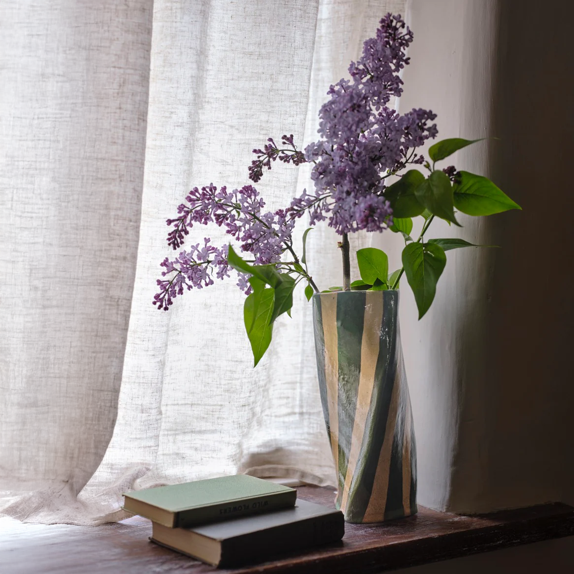 Green Stripe Twist Vase