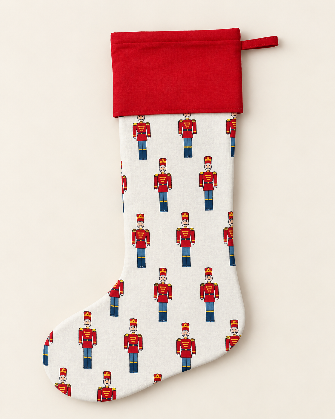 Toy Soldier Christmas Stocking in Red