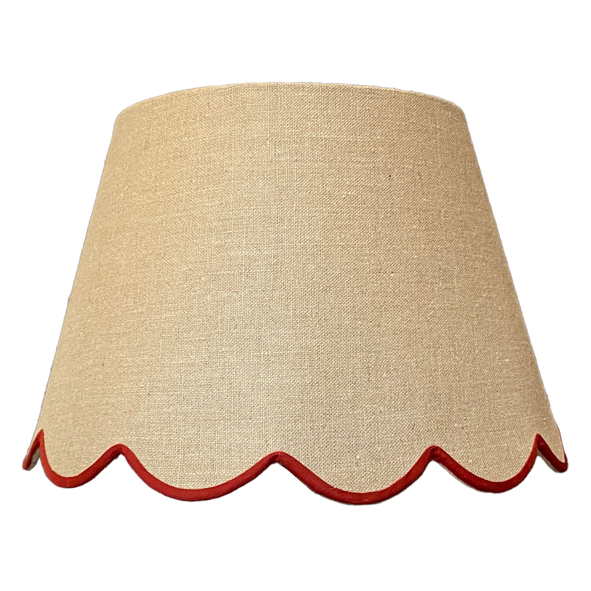 Red Linen Scallop Lampshade