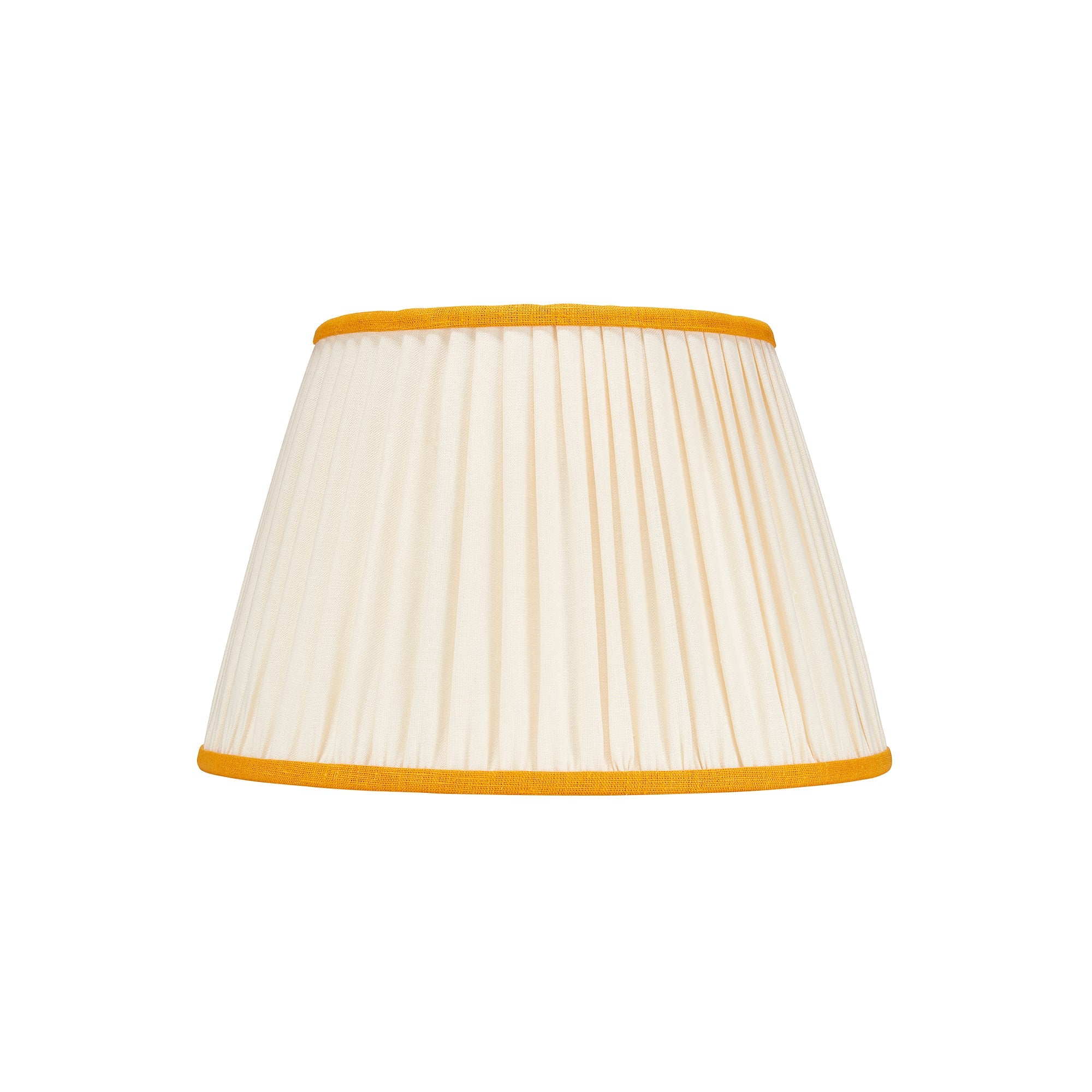PLEATED IVORY LINEN  LAMPSHADE WITH COLOURED TRIM