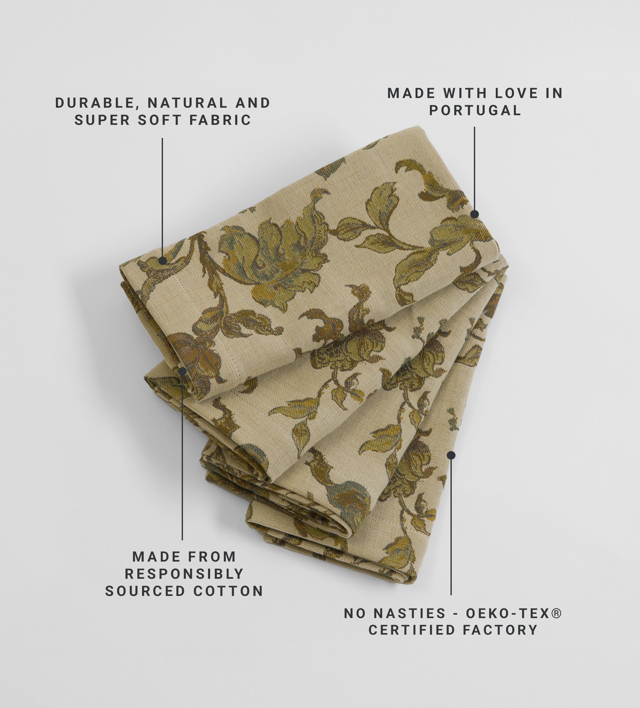 Rosie Floral Jacquard 100% Cotton Napkins - Set of 4