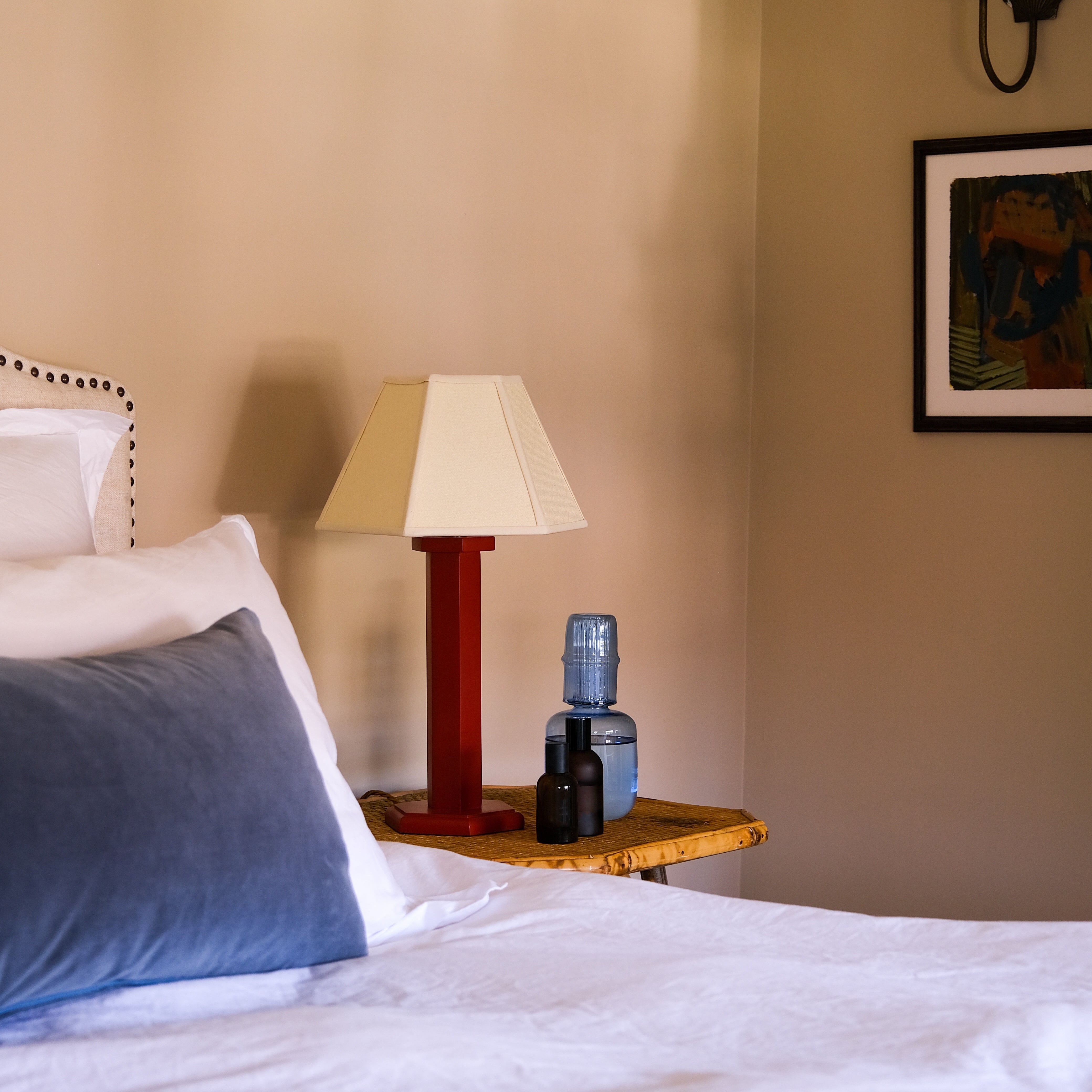 Hexagon Bedside Lamp - Ruby Red