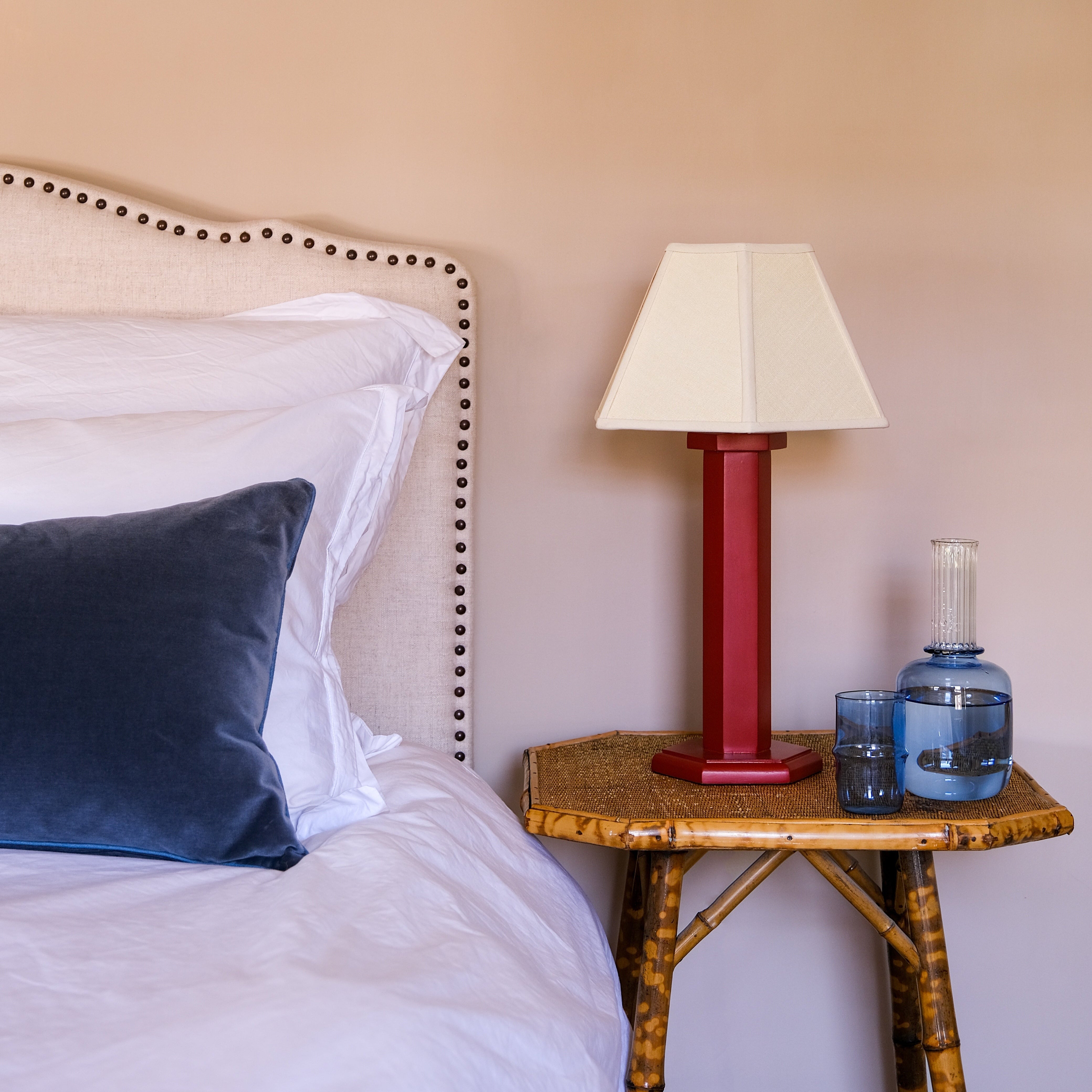 Hexagon Bedside Lamp - Ruby Red