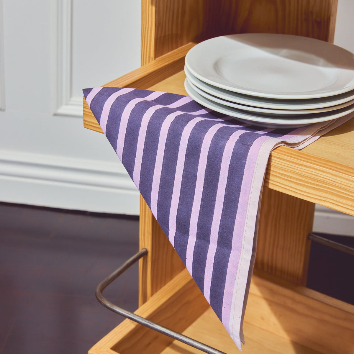Aubergine & Mauve Block Stripe Napkins | Set of 2