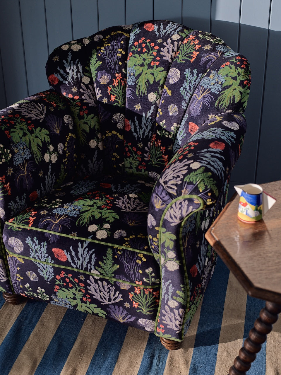 Aster and Cockle Fabric - Navy