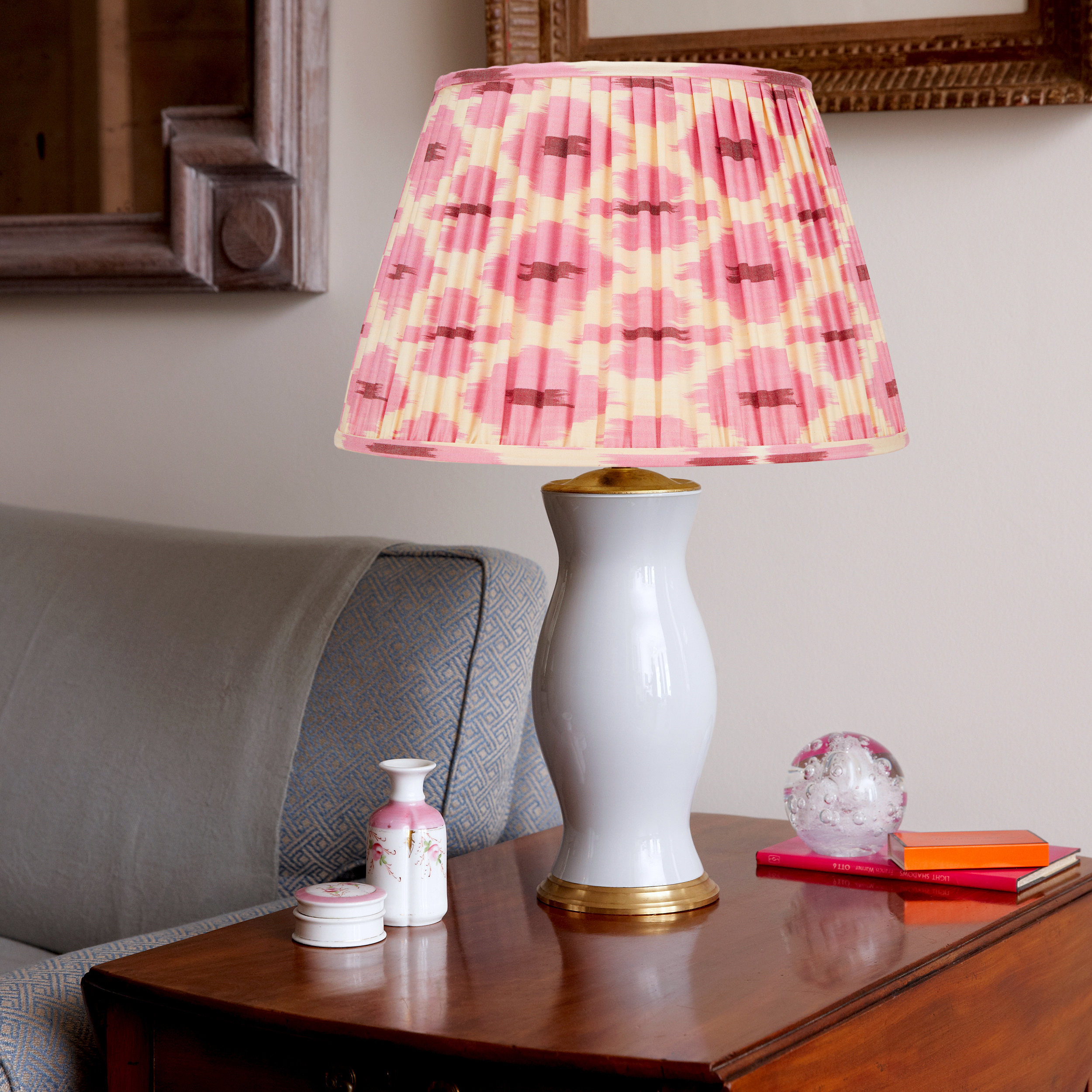 PINK AND CREAM IKAT LAMPSHADE LAMPSHADE