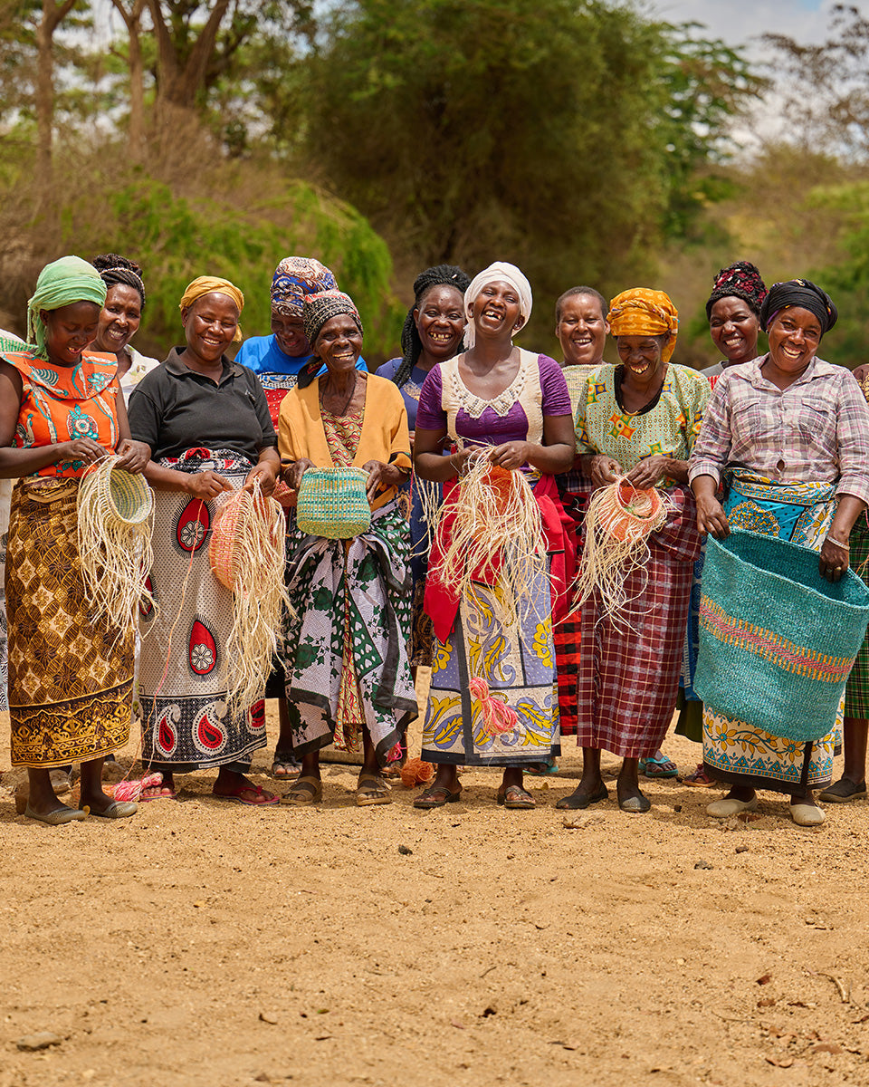 NYUMA: Teal, Gold & Red Stripe Woven Laundry Basket