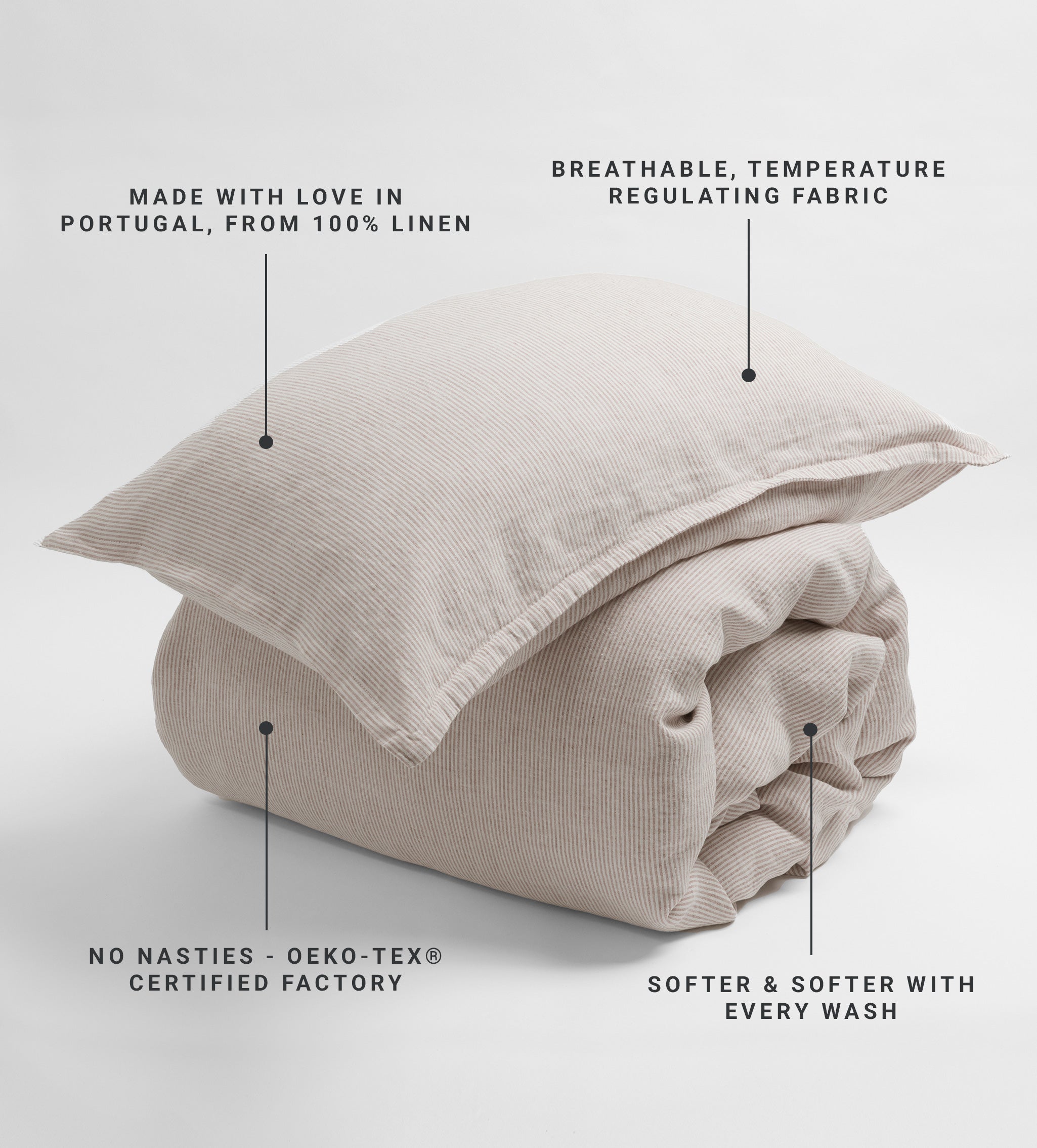 Natural Sid Stripe 100% Linen Duvet Cover