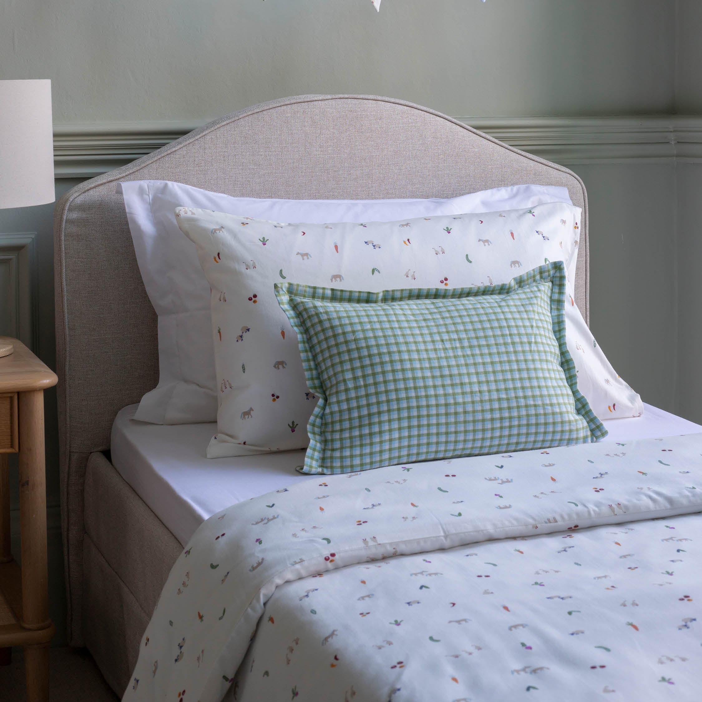 Embroidered Linen Scatter Cushion - Little Farm