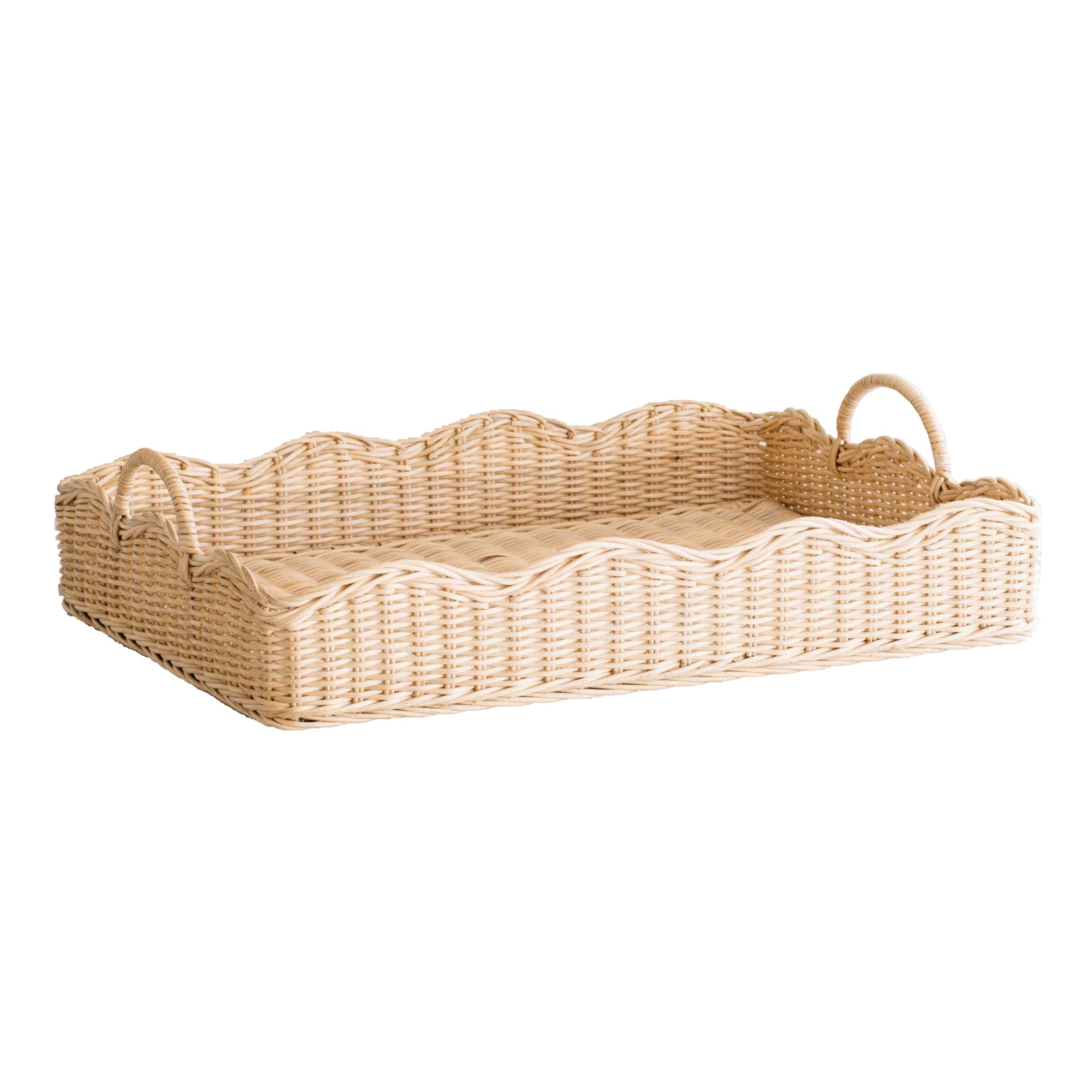 Small Rattan Scalloped Tray | Natural