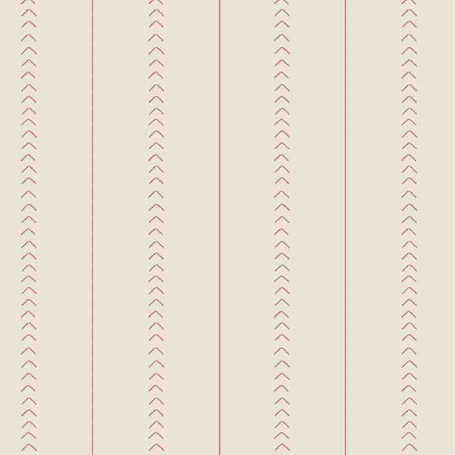 Sail Stitch Stripe Fabric - Coral